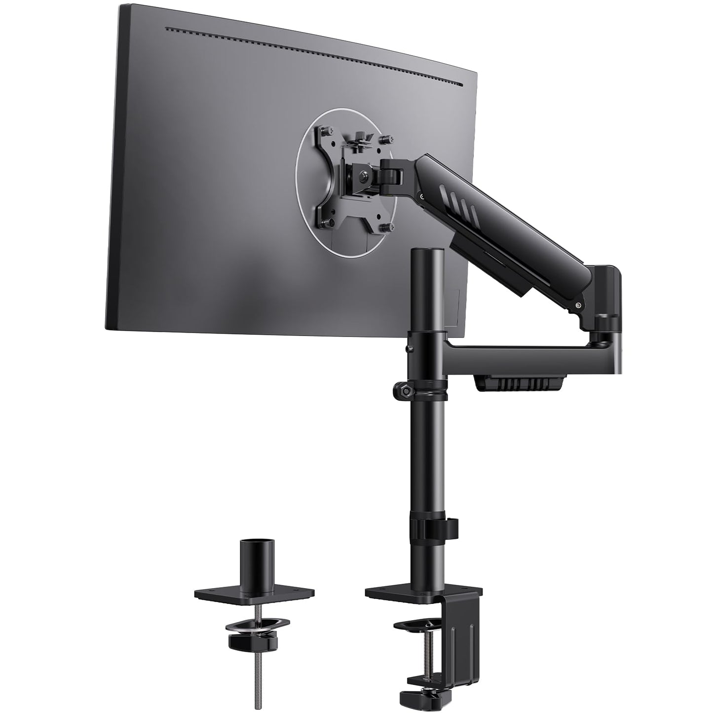 ErGear Single Monitor Arm, Adjustable Gaming Desk Monitor Mount for 13-34″ Screens, Up to 19.8 lbs, Enhanced Stability with Integrated C-Clamp, Upgraded Cable Management, VESA 75x75/100x100mm, Black