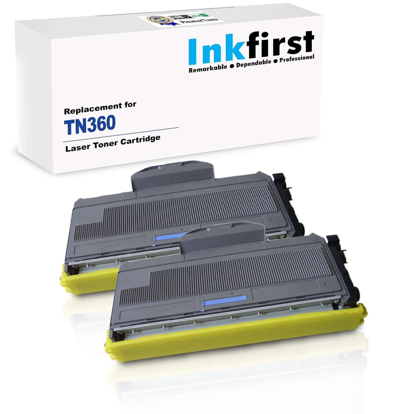 2 High Yield Inkfirst Toner Cartridge TN-360 (TN360) Compatible Remanufactured for Brother TN-360 Black MFC-7340 MFC-7345N MFC-7440N MFC-7840W HL-2140 HL-2170W DCP-7030 DCP-7040