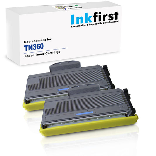 2 High Yield Inkfirst Toner Cartridge TN-360 (TN360) Compatible Remanufactured for Brother TN-360 Black MFC-7340 MFC-7345N MFC-7440N MFC-7840W HL-2140 HL-2170W DCP-7030 DCP-7040