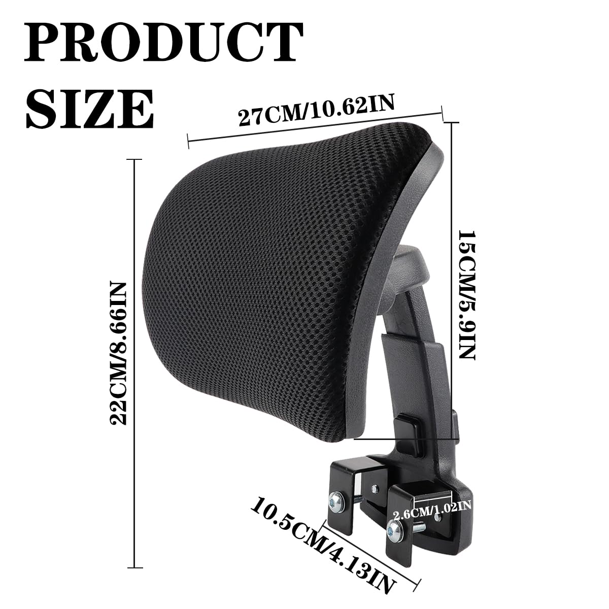 LNQ LUNIQI Office Chair Headrest Attachment Head Support Cushion Mesh Head Rest Black Mesh Frame Adjustable Height Angle for Ergonomic Office Chair（Black）