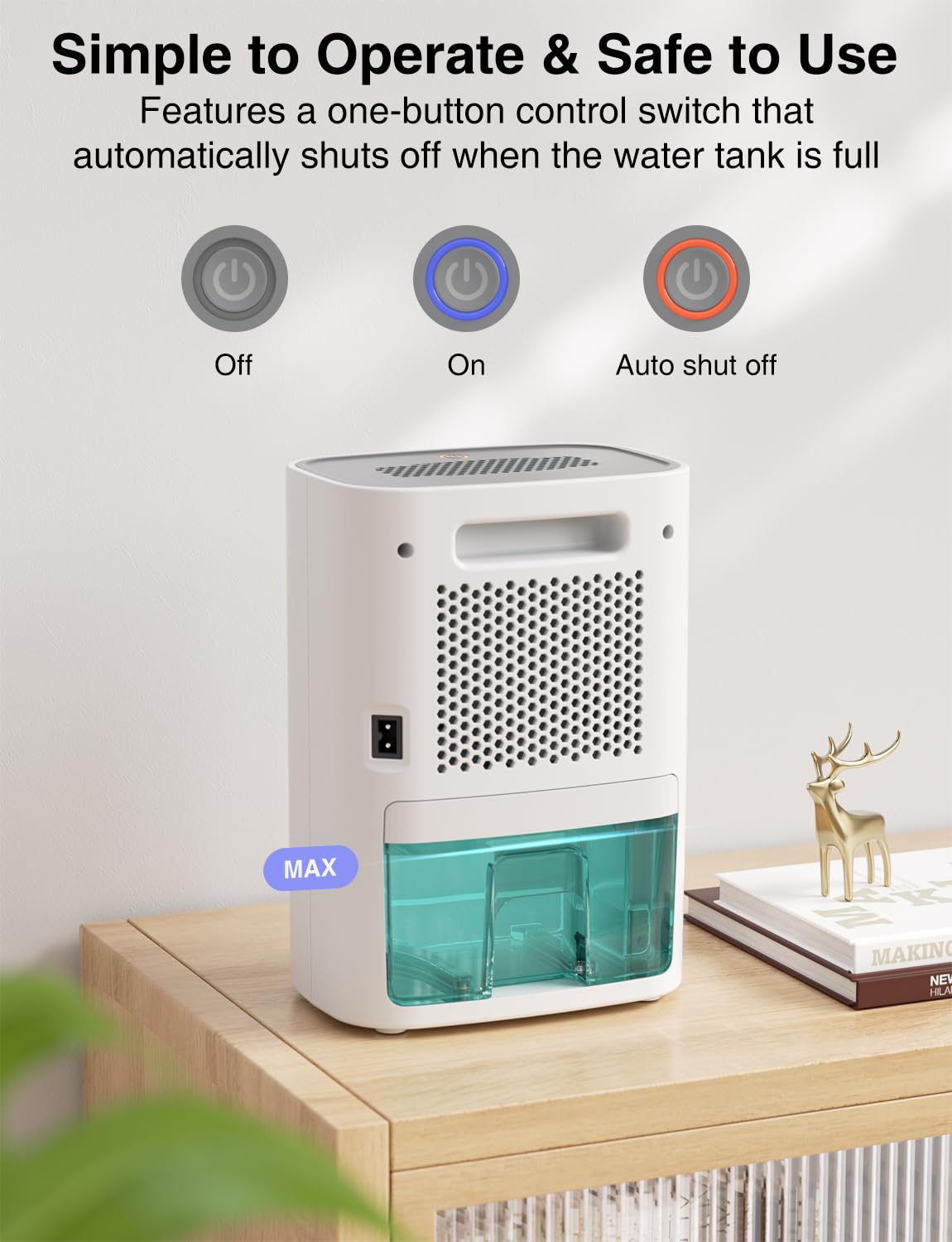 CLEVAST Small Dehumidifier for Home, 30 OZ Mini Quiet Dehumidifiers for Bedroom, Portable Compact Air Dehumidifier for Room, Bathroom, Closet, Camper, House (Not Cordless)
