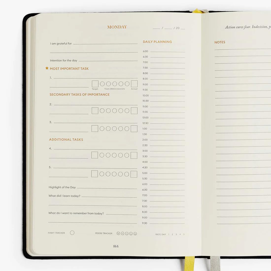 Intelligent Change - 3-Month Productivity Planner, Productivity Tools for Time-Management and Mindfulness, Tear-Out To-Do List, A5 Undated Quarterly Planner, Black