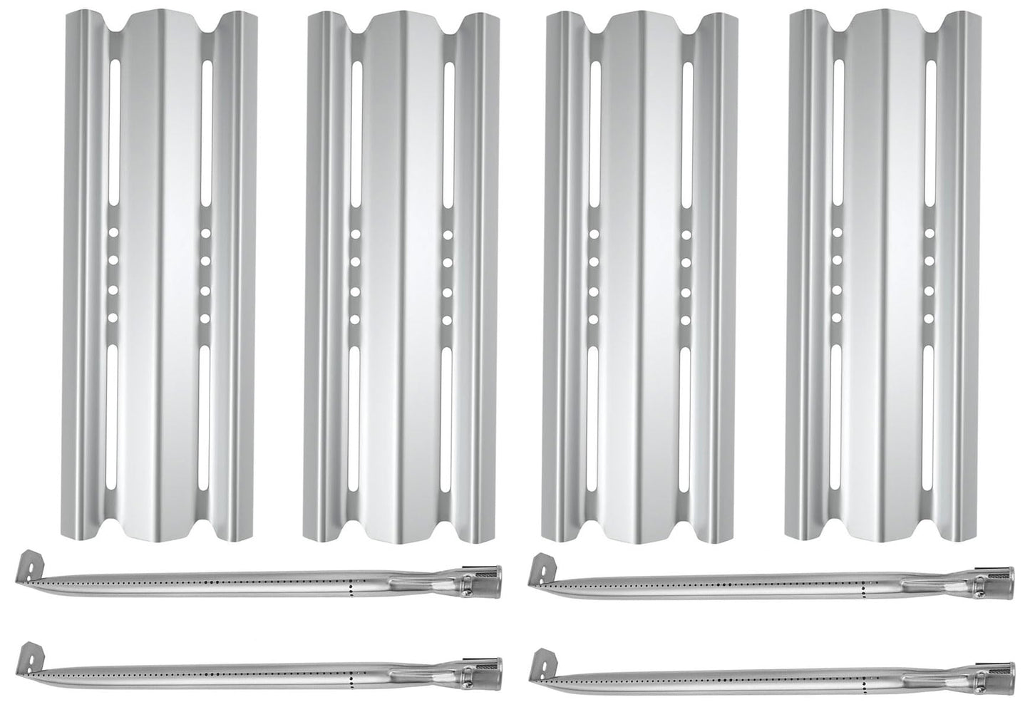 GLOWYE BBQ Sear Plate and Grill Burner Replacement for Napoleon Legend LEX 485 & 605 & 730 Series, Prestige 500 Grills, Stainless Steel Heat Shield Plates with Burner Tube Parts, 4-Pack