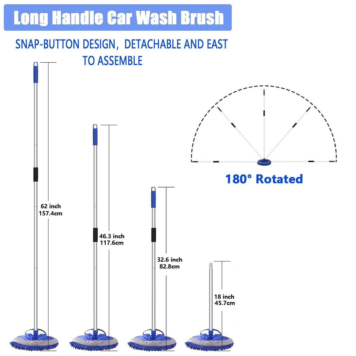 Meetchen Car Wash Brush with 62" 158cm Long-Handled Car Wash Kit, Car Detailing Kit, Car Detailing Kit ,Complete Car Cleaning Supplies
