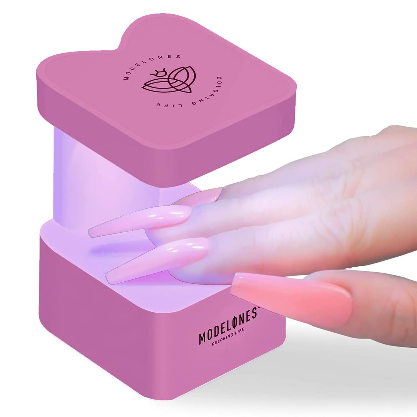 UV Nail Light, Modelones Innovative UV Led Nail Lamp, Mini Gel Nail Lamp for Gel Polish, Quickly-Dry Nail Cure Lamp, Nail Dryer for Travel Manicure, Nail UV Light for Nail Extension System, Dark Pink