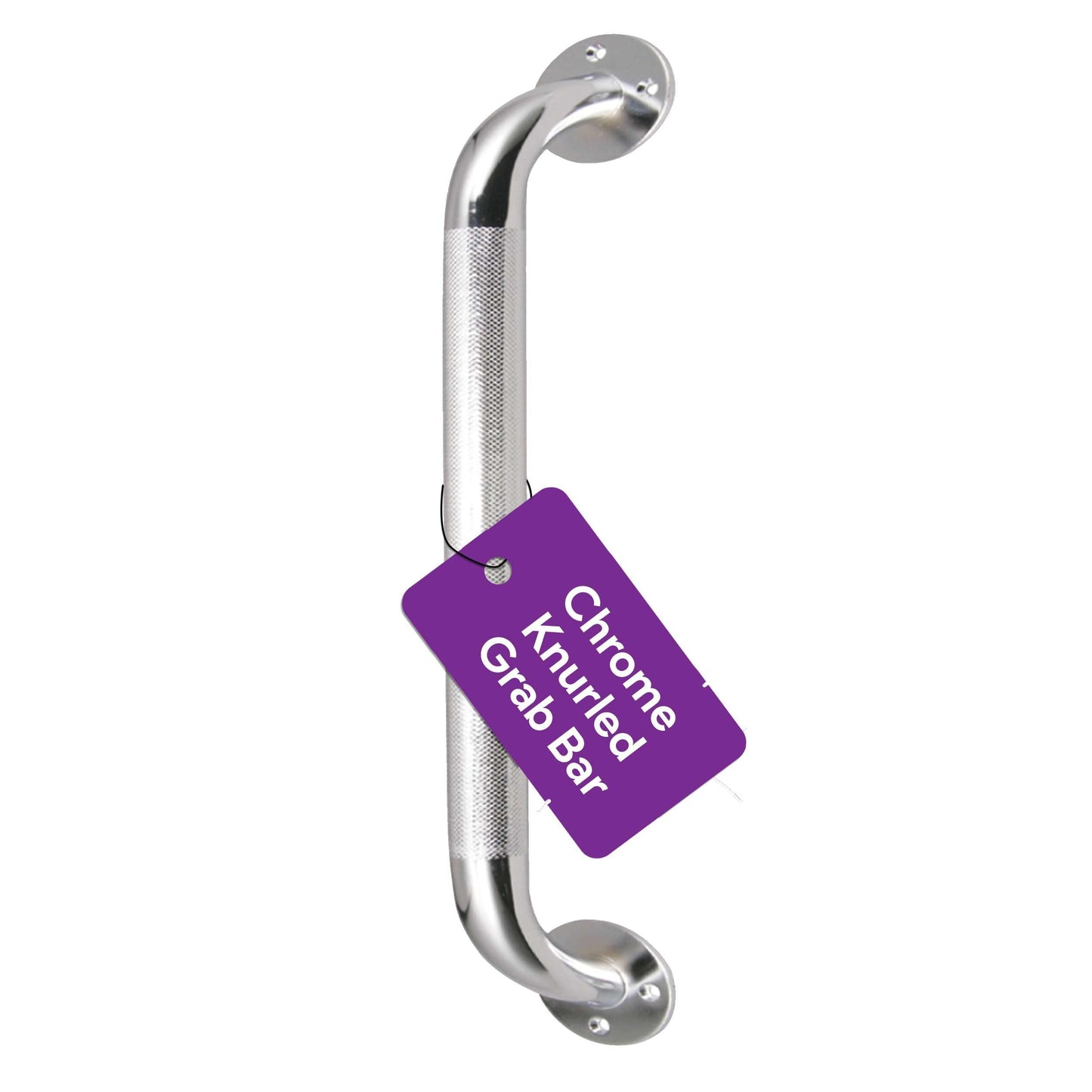 24 Inch Grab Bars for Bathtubs and Showers - Chrome Knurled Bathroom Safety Rail Handle - Non Slip Textured Grip Handicap Grab Bar for Seniors, 250 lbs Weight Support Capacity