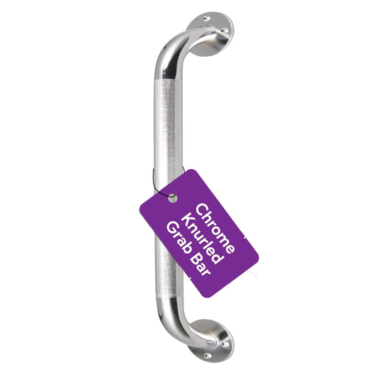 24 Inch Grab Bars for Bathtubs and Showers - Chrome Knurled Bathroom Safety Rail Handle - Non Slip Textured Grip Handicap Grab Bar for Seniors, 250 lbs Weight Support Capacity