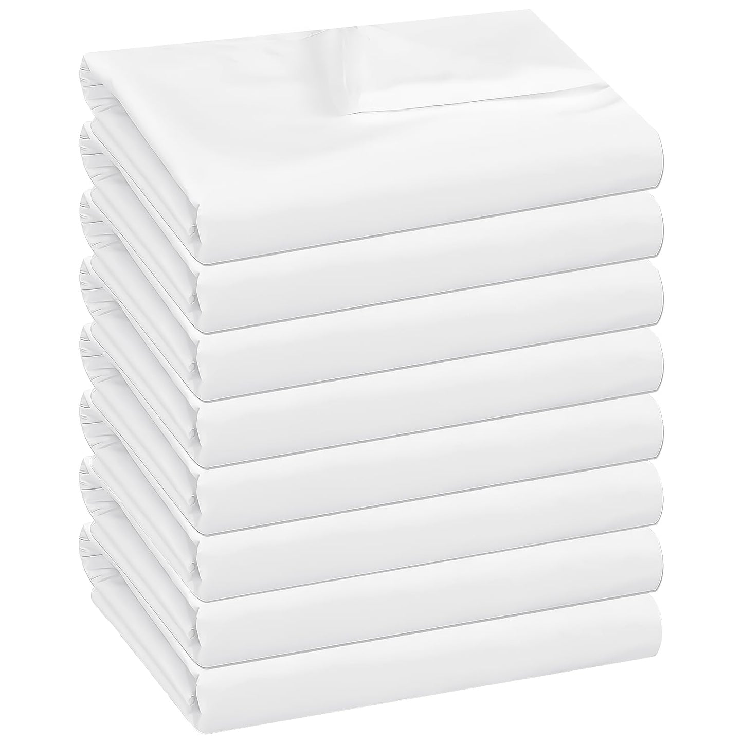 8 Pcs Queen Bed Sheets White, 90 by 102 inches Flat Sheet for Home, Hospital, Hotel, Spa Massage Therapy & More- Machine Washable Soft Touch Moisture Absorbing Top Sheet