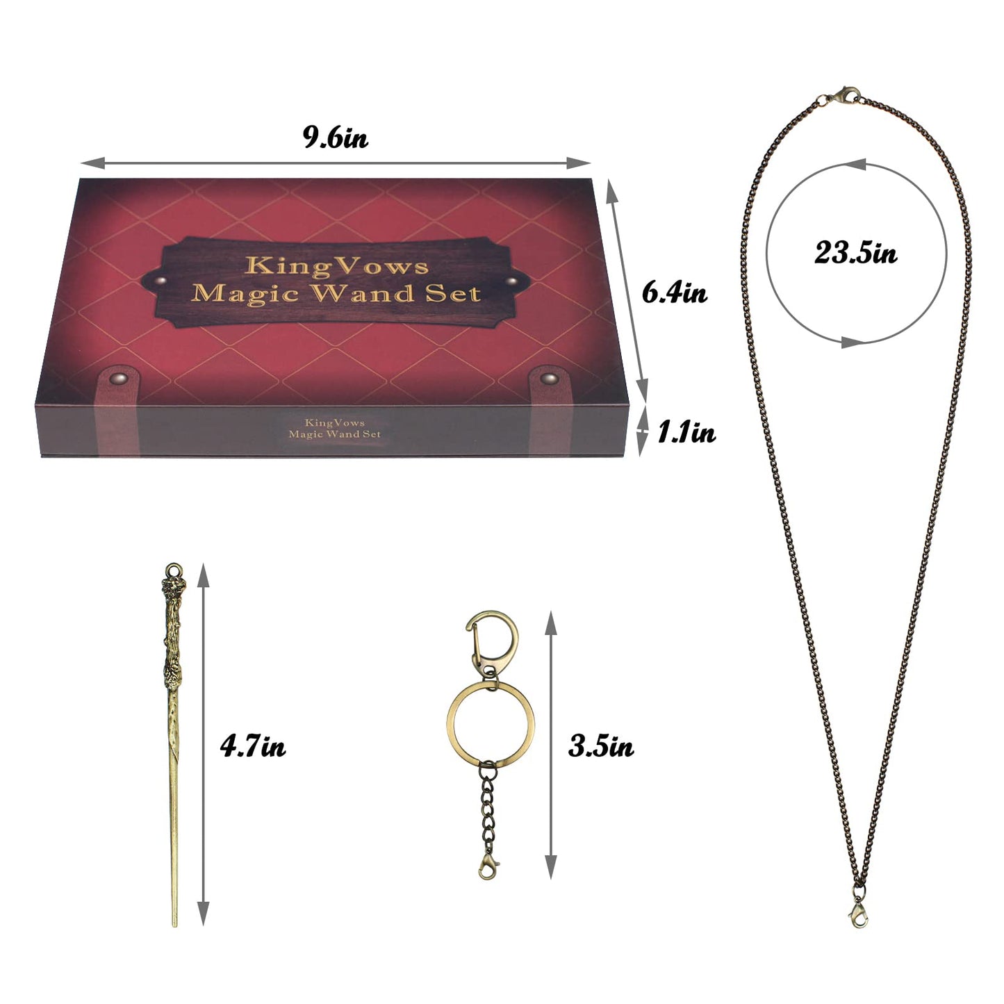 Mini Magic Wand Set 15PCS Wizard Keychain Necklace Collection Wands Kit Witch Keyring Pendant Christmas Ornaments Decorations with Gift Box