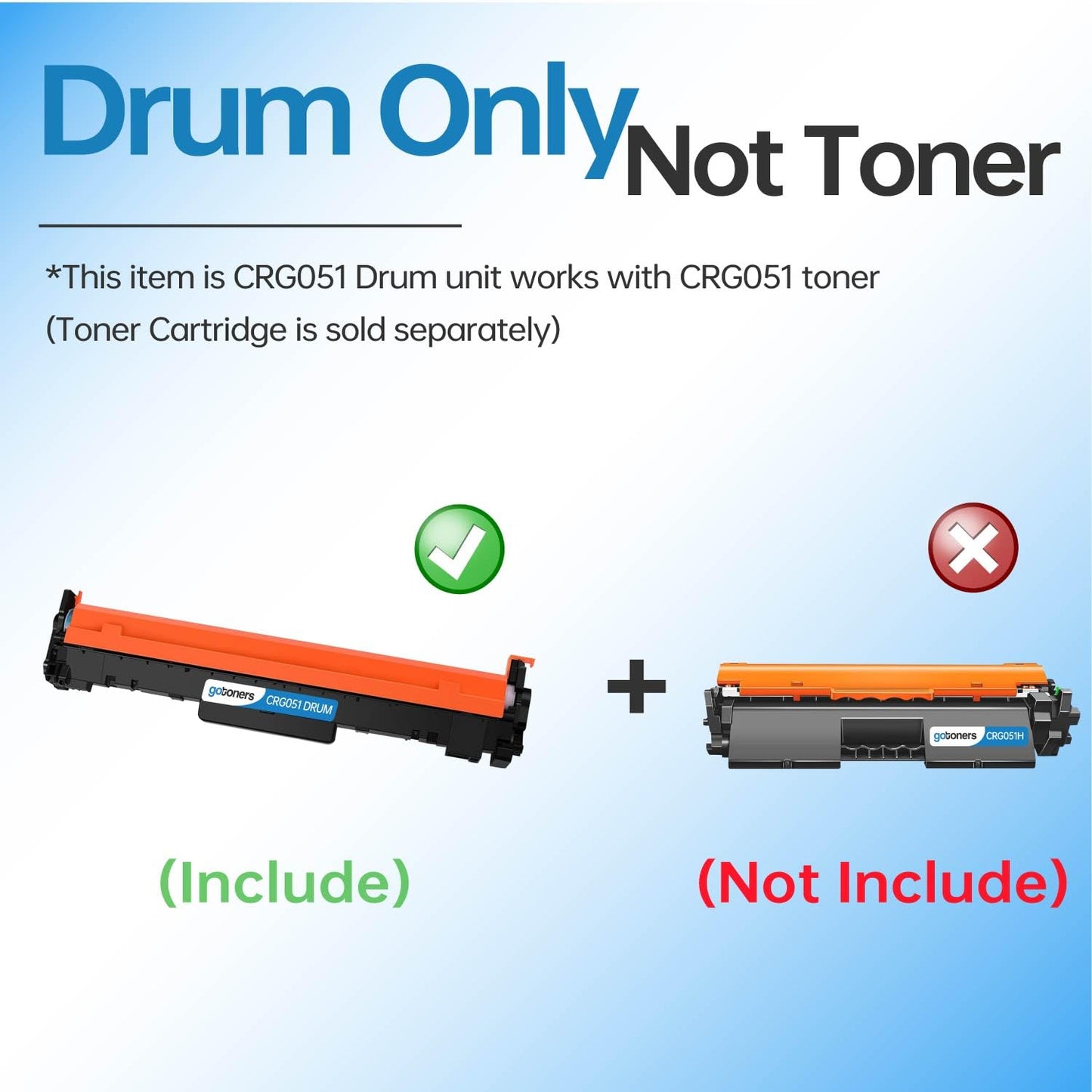 Gotoners Compatible Canon Drum Cartridge 051 051H Drum Unit 2170C001 (Black, 2-Pack) for Canon MF260 ii MF267dw ii MF269dw Printer 23000 Pages [Drum only, not Toner]