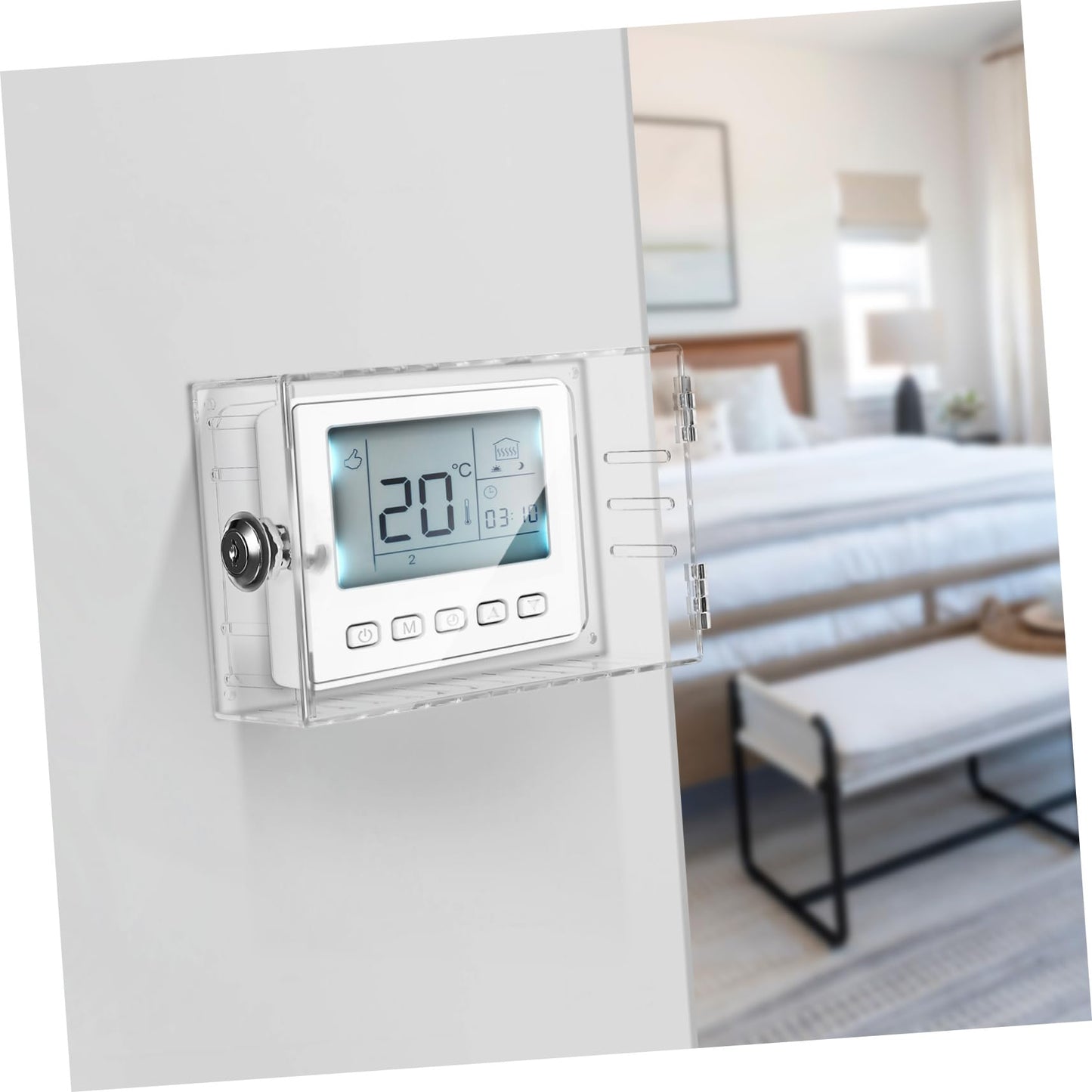 Angoily 3PCS Thermostat Cover with Key, Coverage Door Wall Protector Outdoor Transparent Plastic Nest Thermostat Protectivefor Home
