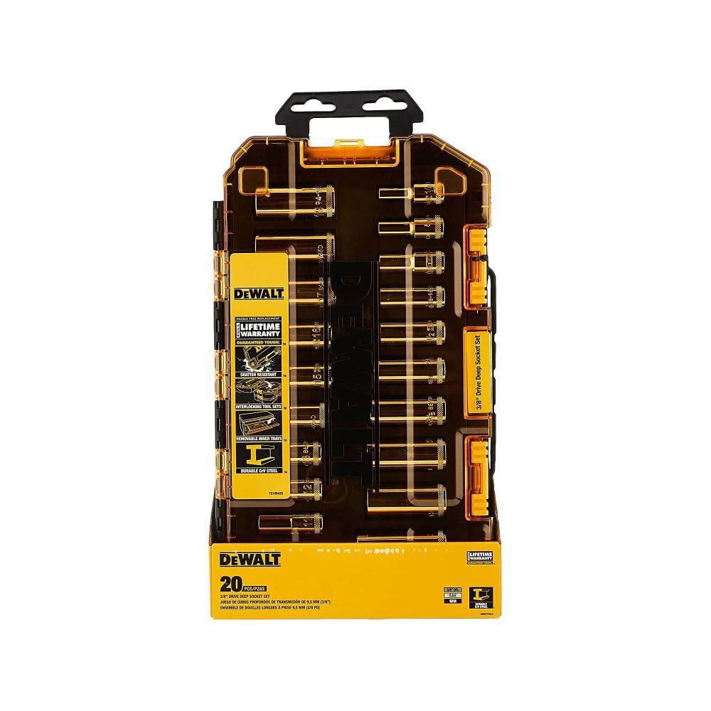 DEWALT DWMT73812 Tool Kit 3/8'' Drive Deep Socket Set, 20 Piece