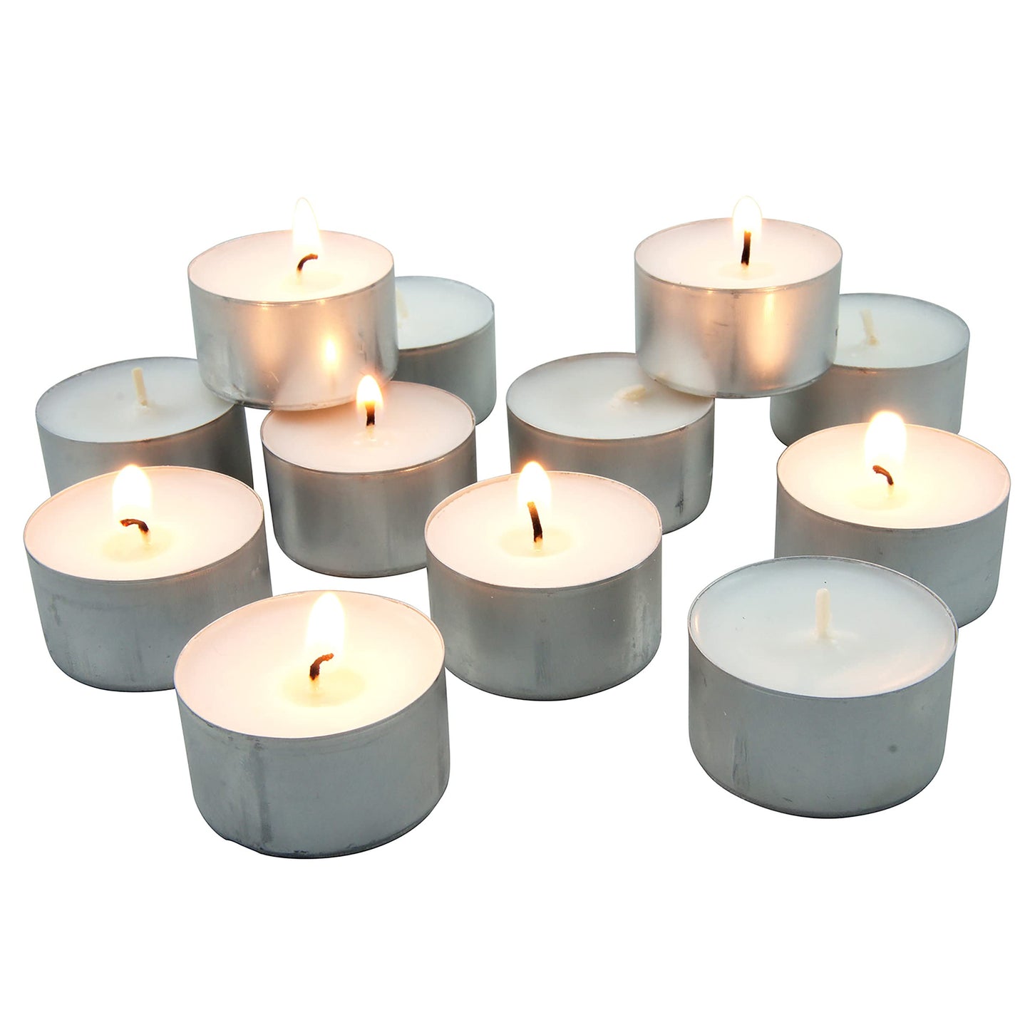 Stonebriar Unscented Tea Light Candles – 8 Hour Extended Burn Time, Smokeless Long-Lasting Wax Candles for Weddings, Holidays, Home Décor & Special Events, White, 100 Count