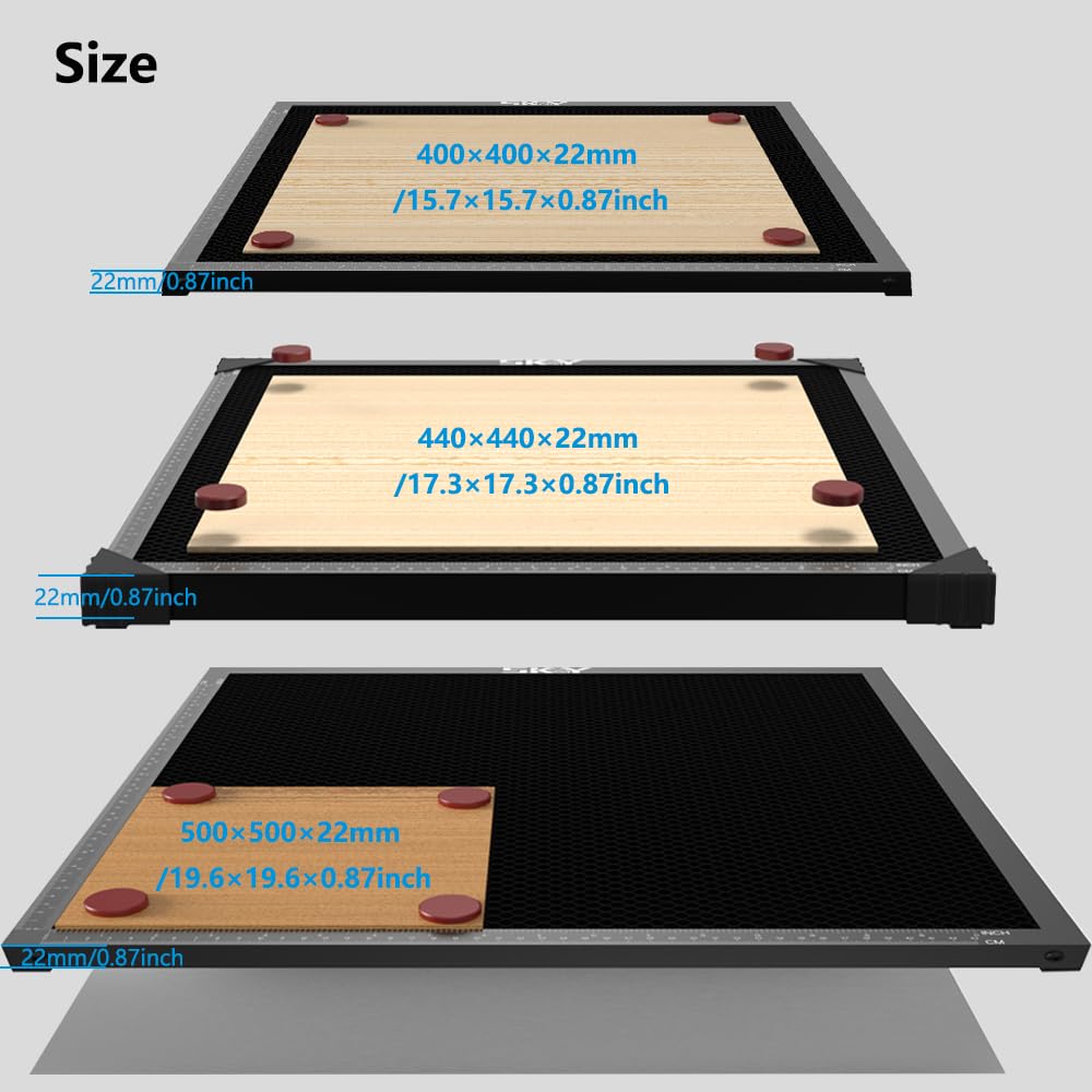 Update Heat-resistant coating Honeycomb Laser Bed, 440x440mm Honeycomb Working Durable Steel Honeycomb Panel Table for Most Laser Engraver, Desktop-Protecting, 17.3''x17.3''x0.87''