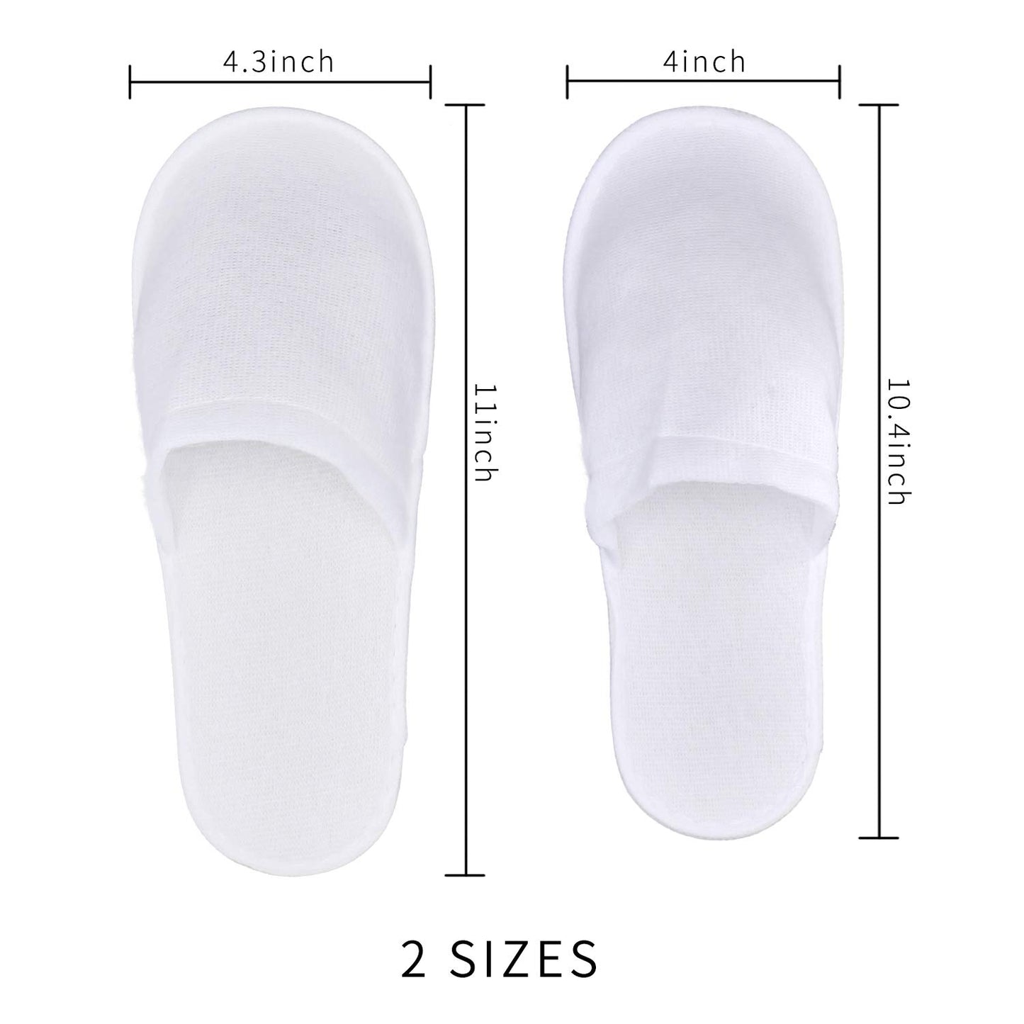 KRISMYA 24 Pairs Spa Slippers,Closed Toe Disposable Slippers,Non-Slip Slippers Fit Size for Men and Women for Hotel Home Guest Used,White, White, Medium and Large