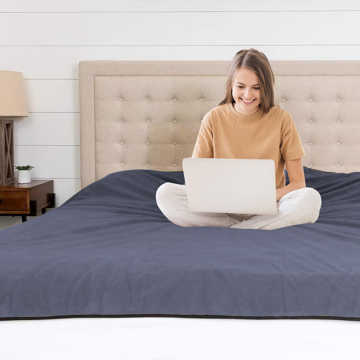 Jasnisy Grey Waterproof Blanket for Bed 80"*60", Reversible Leakproof Stain-Proof Bed Blanket Protector Cover for Couch Furniture (Dark Grey&Light Grey)