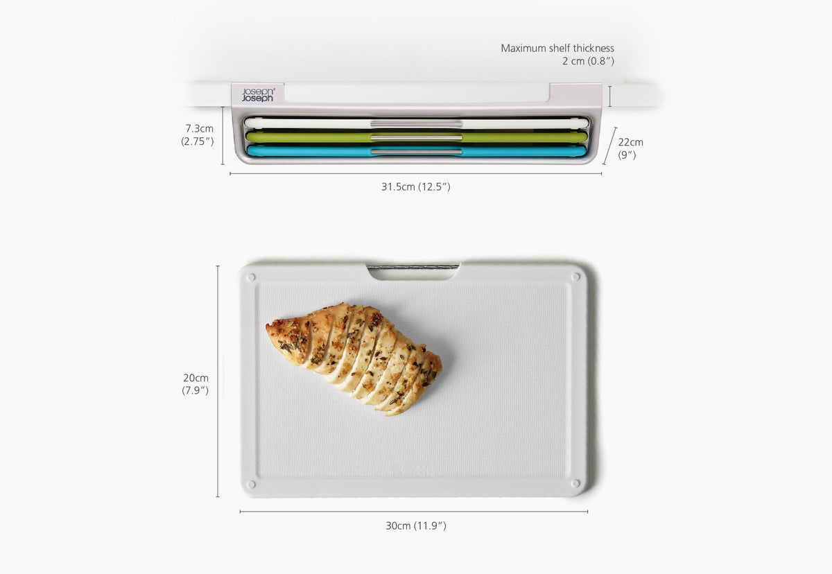 Joseph Joseph Folio Slim 3 Piece Under Shelf Cutting Board Set Space Saving Kitchen Storage Multicolour