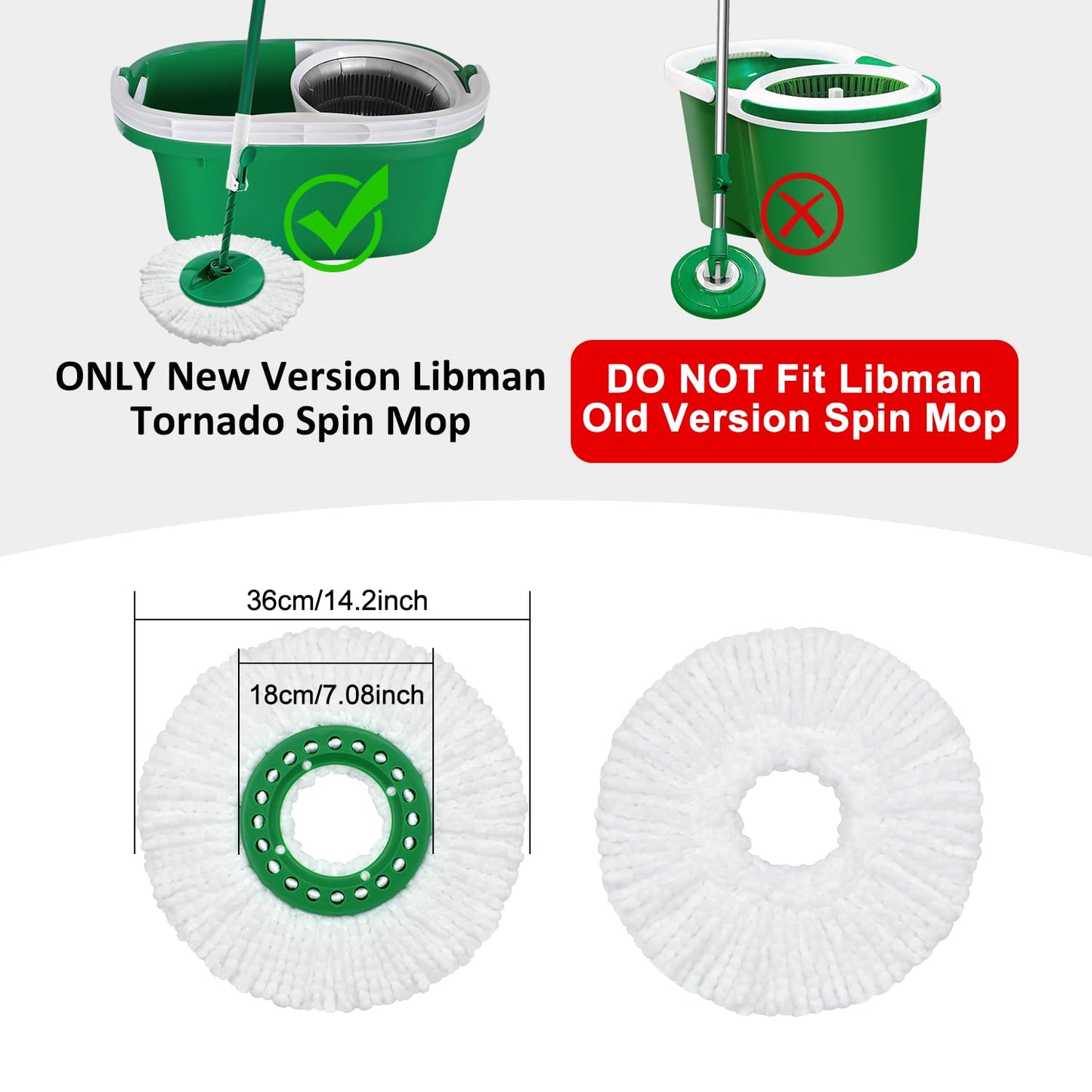 6 Pack Mop Head Replacement for Libman Tornado Spin Mop Reusable Microfiber Spin Mop Heads Refill for Libman Tornado Spin Mop System, Easy to Replace and Machine Washable (White, 6 Pack)