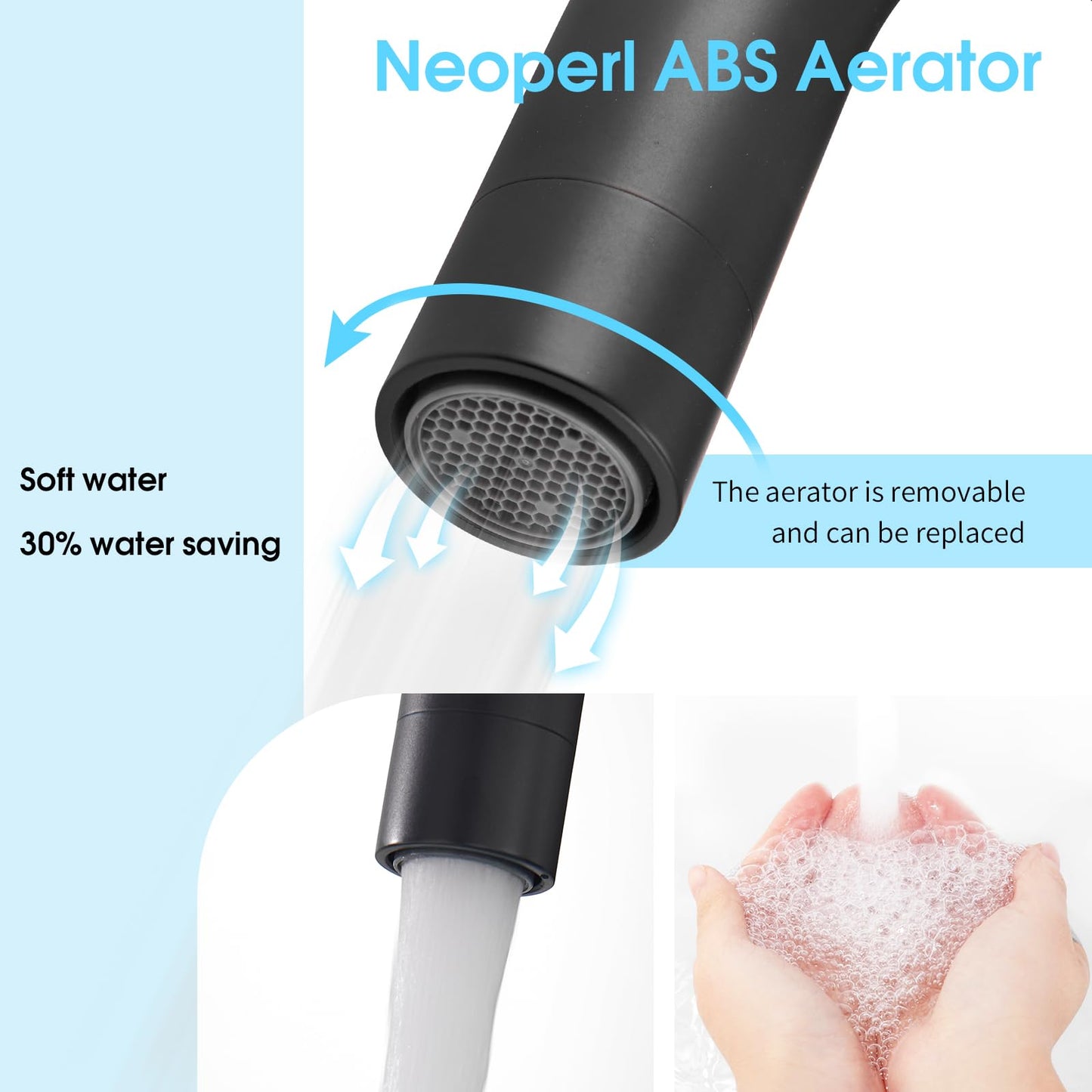 CREA Bar Sink Faucet in Black, Single-Handle 360° Swivel Farmhouse Bathroom Lavatory Sink Faucet Mixer, Small Kitchen Faucet Tap with 4 Inch Deck Plate, Black