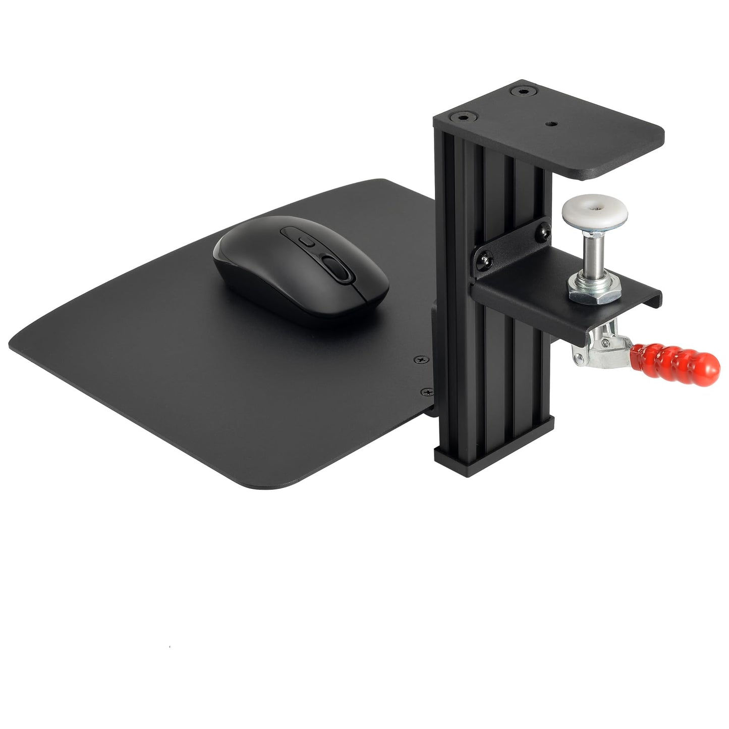 VTUIFBT Metal Clamp-on Adjustable Computer Mouse Pad and Device Holder for Desks, Metal Computer Mouse Desk Mount Pad, 10.63" x 8.66" Ergonomic Desk Extender Tray, Fits up to 4 Inch Desktops, Black