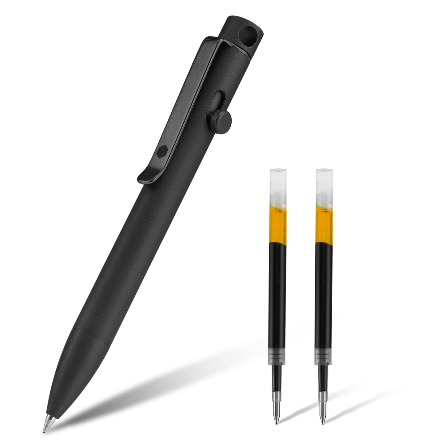 KeyUnity KP03BK Bolt Action Pen with Clip, Titanium Alloy EDC Pocket Pen Retractable Metal Ballpoint Pen for Everyday Carry