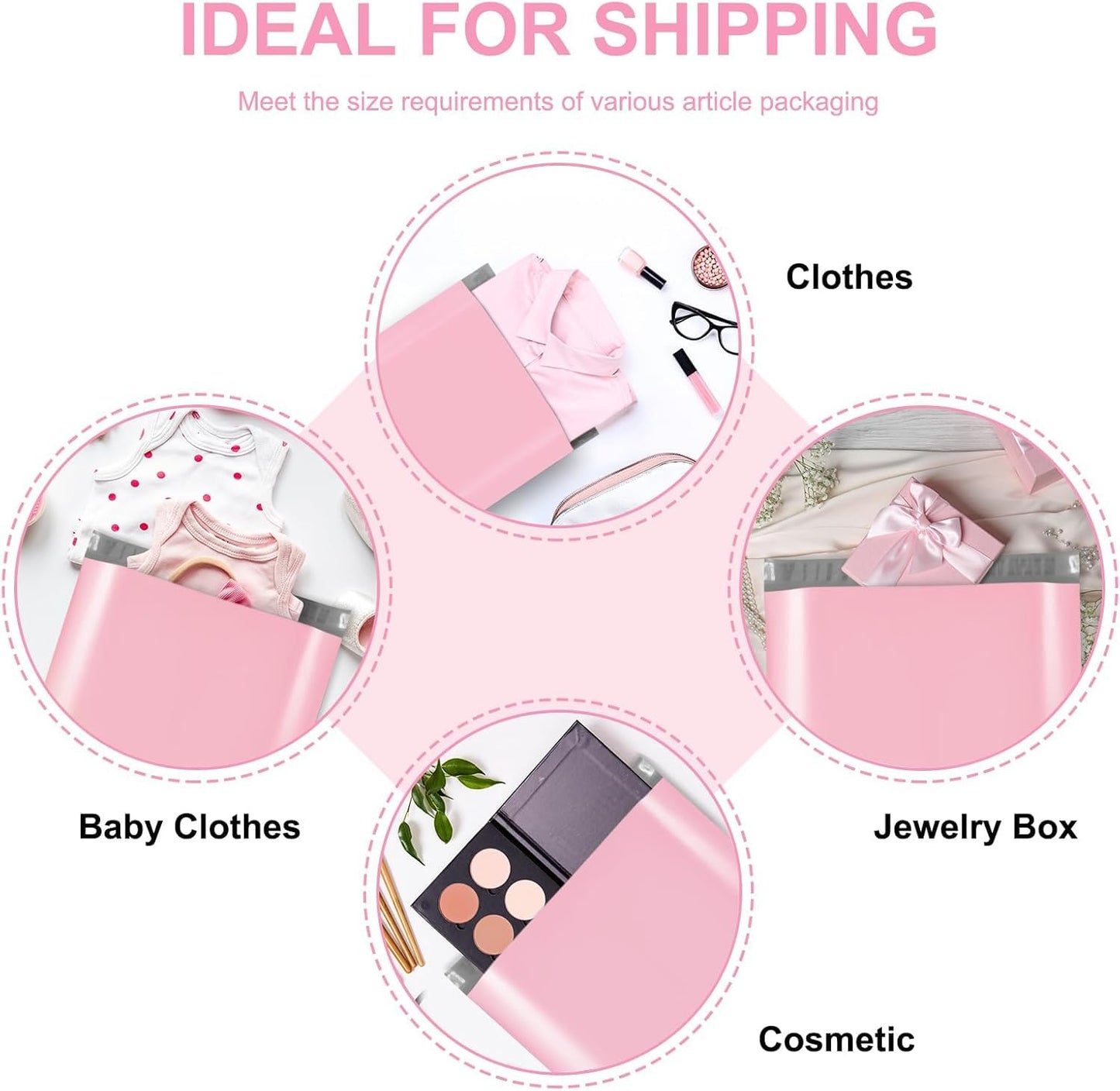 Fuxury Poly Mailers 10x13 Inch 500pc,Sturdy Shipping Bags for Clothes,Self Adhesive Mailing Shipping Envelopes,Waterproof Mailers Poly Bags,Colorful Packaging Bags for Business, Light Pink