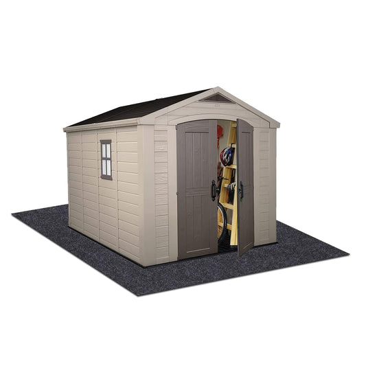 Meitola Outdoor Storage Shed Mat，Waterproof and Dustproof Outdoor Carport Mat—Backing Prevents Liquid Penetration，Soft Material, Patio Furniture Mat，Non-Slip ，Washable ,Black (8' x 8')
