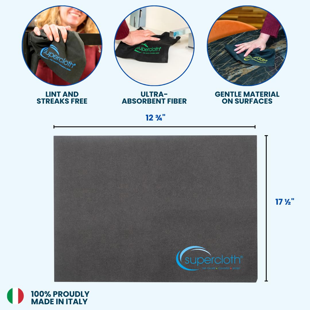 Supercloth® Premium Microfiber Cleaning Cloth, All-Purpose, Lasts Over 5 Years, Streak-Free, Multicolored (3pk)