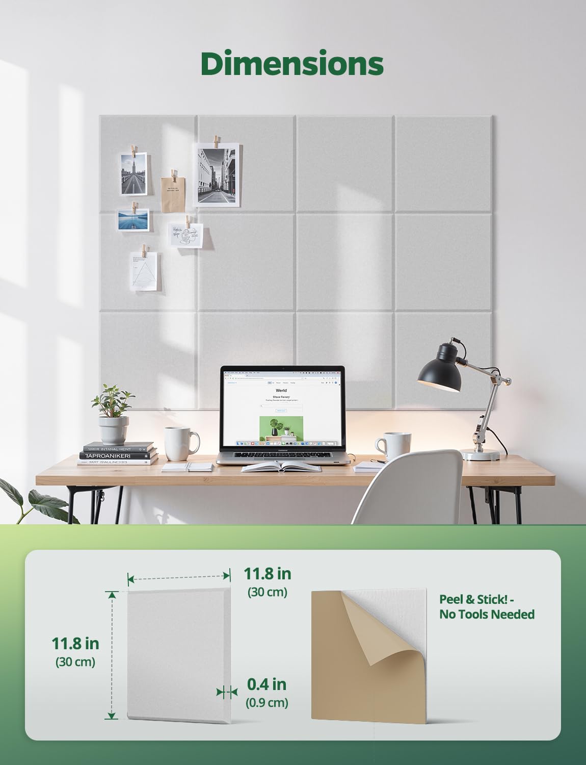 Topnaca Kids Felt Bulletin Board for Classroom School Wall Display,12 Pack White Large Corkboard Tiles Covering 36" x 48" Decorative for Office Bedroom Pin Notes Photos Organization Messages Notice