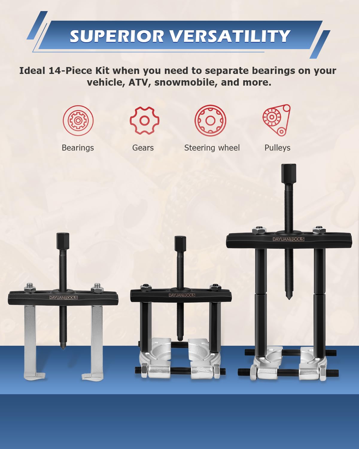 DAYUAN 14pcs 2 inch and 3 inch Splitters Remove Bearings Kit 5 ton Capacity Bearing Separator Puller Set with Red Case