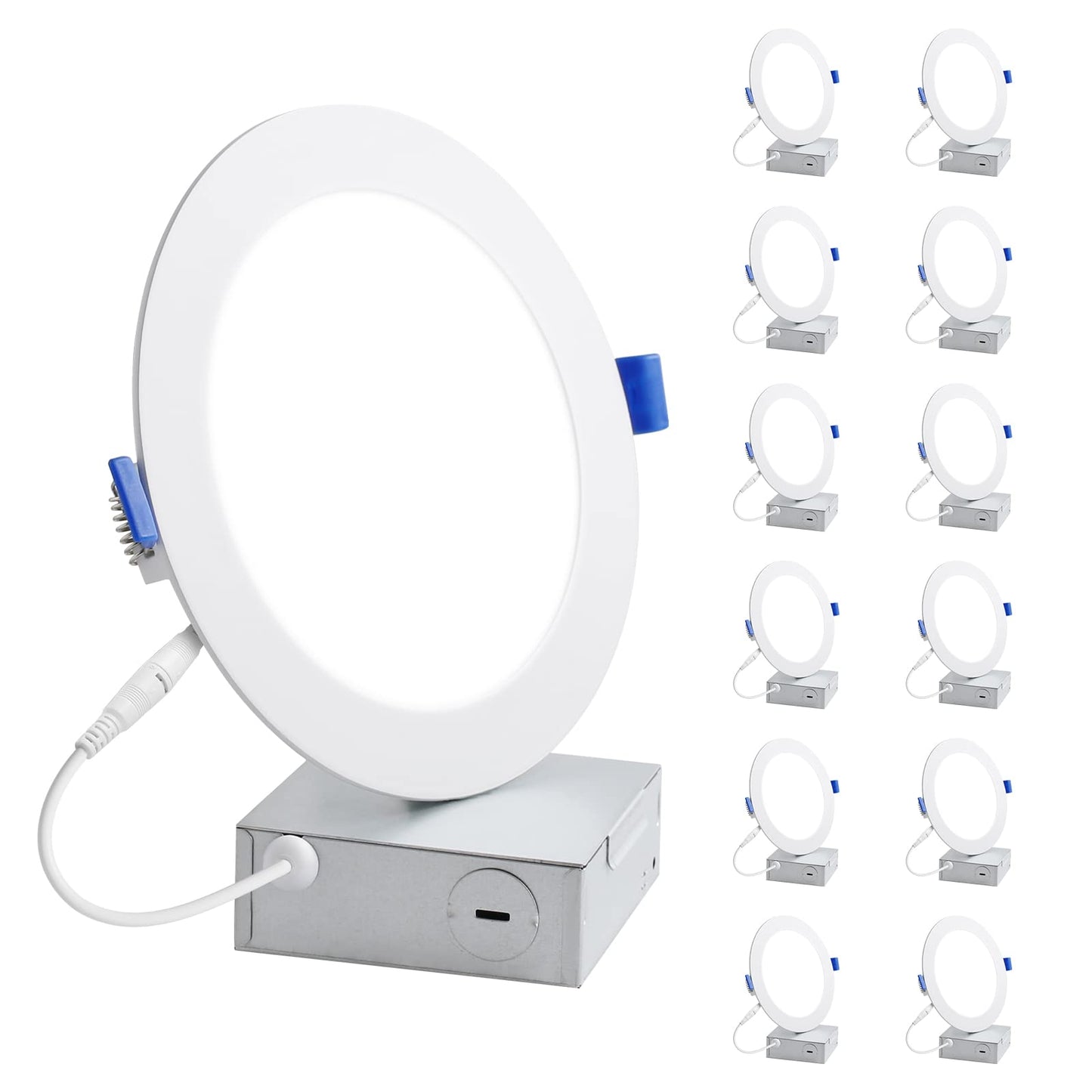 Lepro LED Pot Lights 4 Inch 12 Pack, 10W Dimmable Slim Recessed Lights with Junction Box, 750LM 5000K LED Ceiling Downlight for Kitchen Livingroom Bedroom, Energy Star Certified