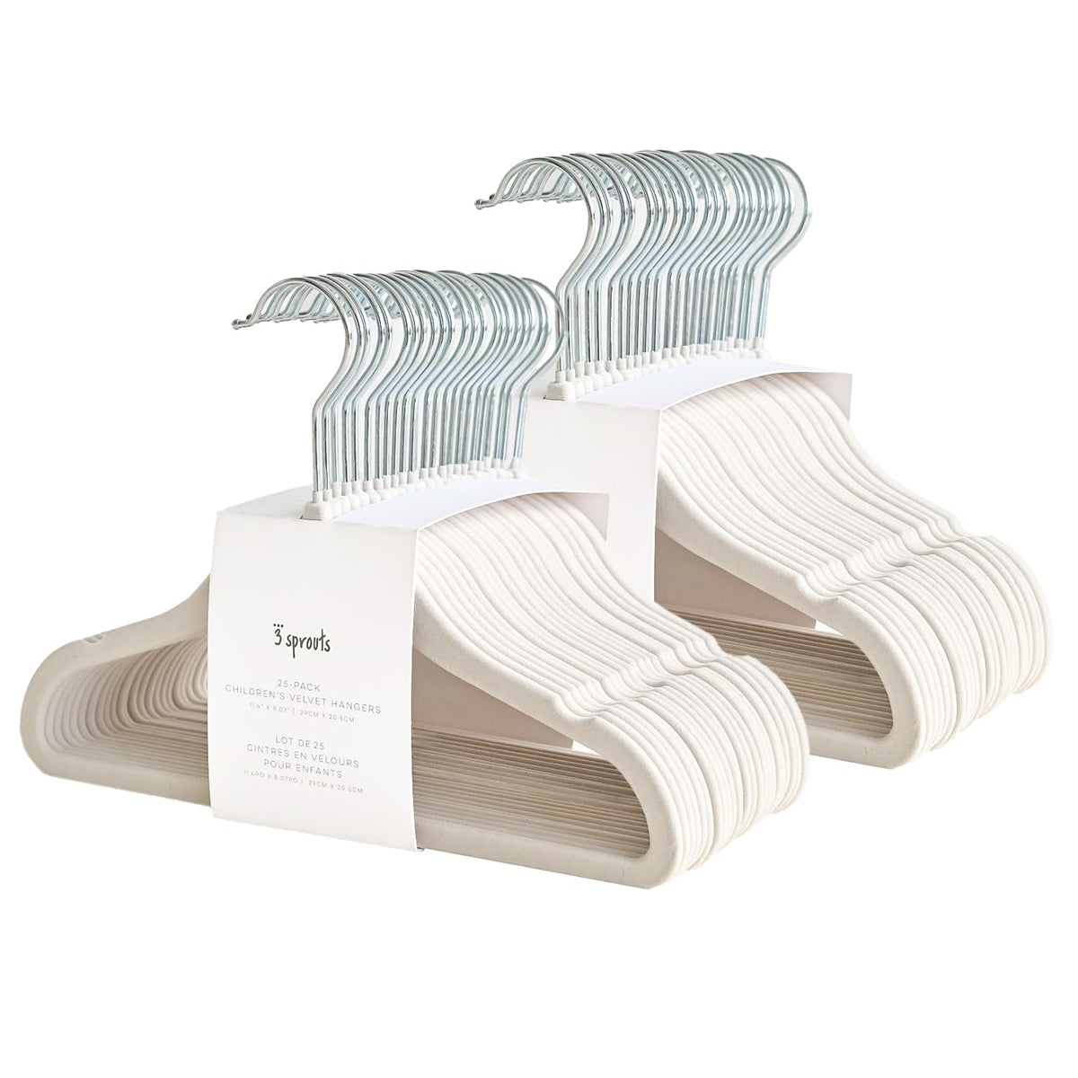 3 Sprouts Velvet Baby Hangers - Non-Slip, Infant & Toddler Velvet Hangers - Slim Kids Hangers & Baby Clothes Hangers, Cintres Pour Bébé, Pack of 50 - Cream