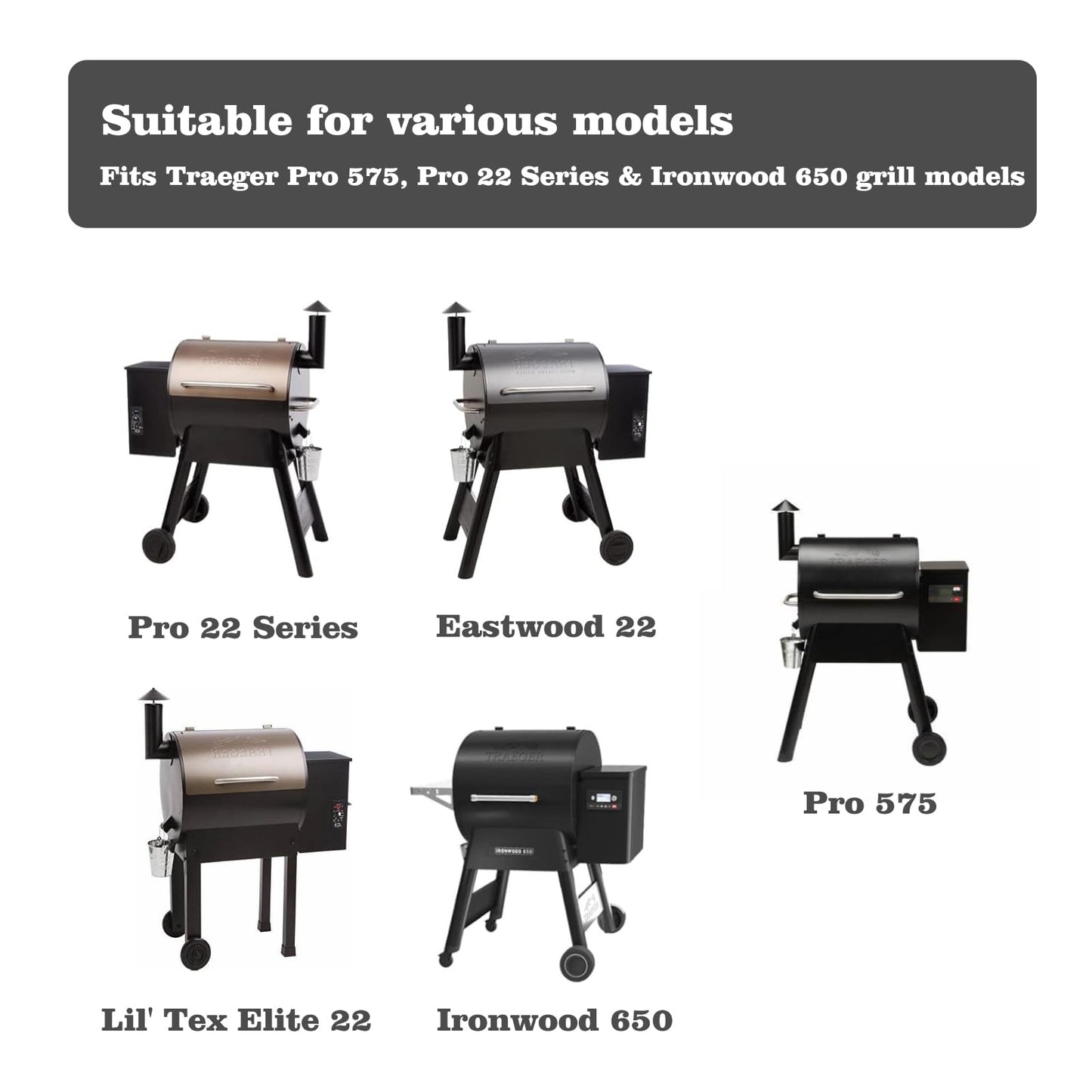 25x12” Folding Front Shelf for Traeger Pro 575/22, Ironwood 650, BAC362, Mesa/Century/Eastwood 22 | Heavy-Duty Grill Accessory | Barbecue Stand Shelves | 30lb Capacity & Space-Saving Design