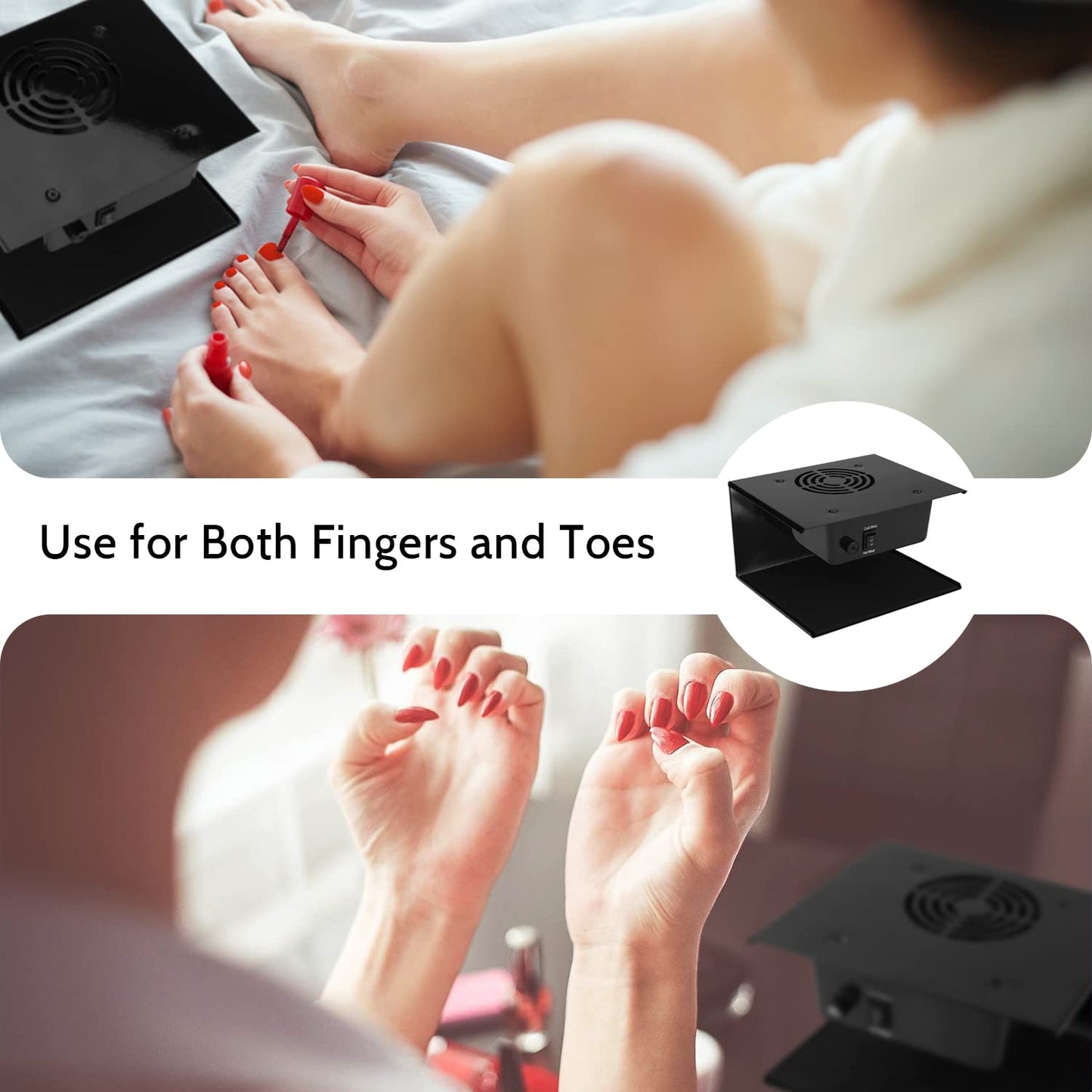 QUTUNI Nail Dryer for Regular Polish, 300W Nail Drying Fan with Hot and Cool Air, Professional Air Nail Dryer for Manicure Salon and Daily Home Use