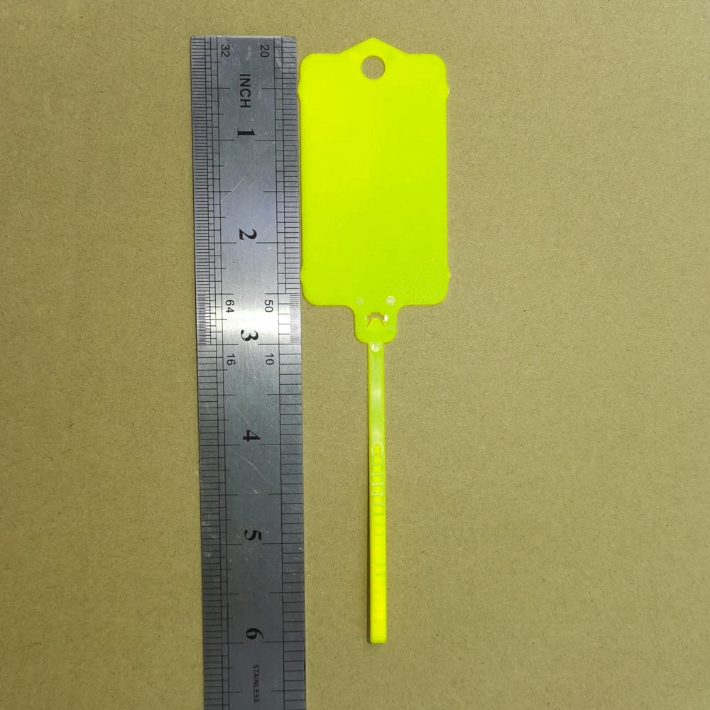 XF-Vel 100pcs Reusable Yellow Plastic Tags Ties Key Tags 1.45"*2.48" Serrated Tension Sealing Strap with Large Label Plastic Tie Mark Label Waterproof Hang Sign Write on Tag