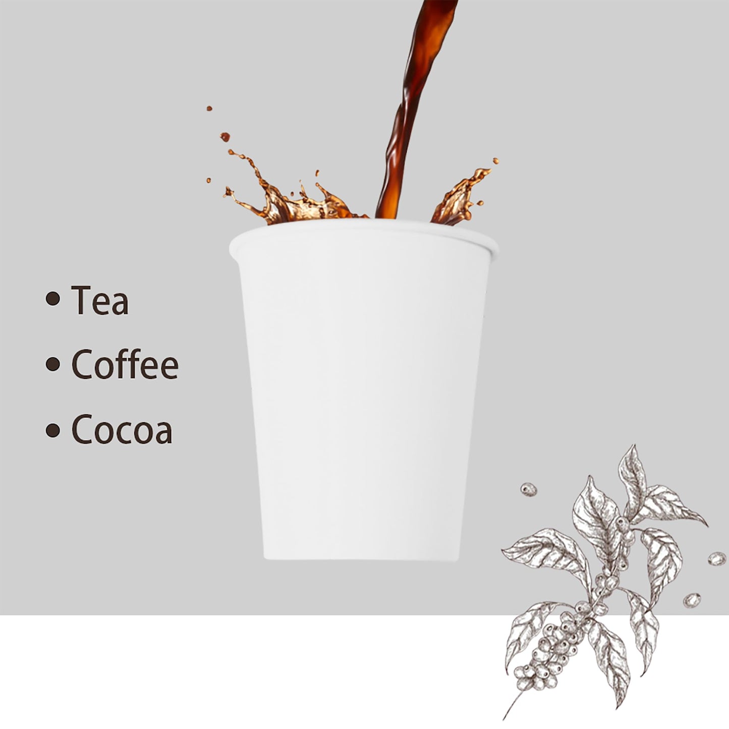 120 Pack 9 Ounces Leak-Proof Disposable Paper Cups for Hot/Coffee, Tea, Beverage Cups - Holiday Party DIY Office Drinking Cup Supplies (White)