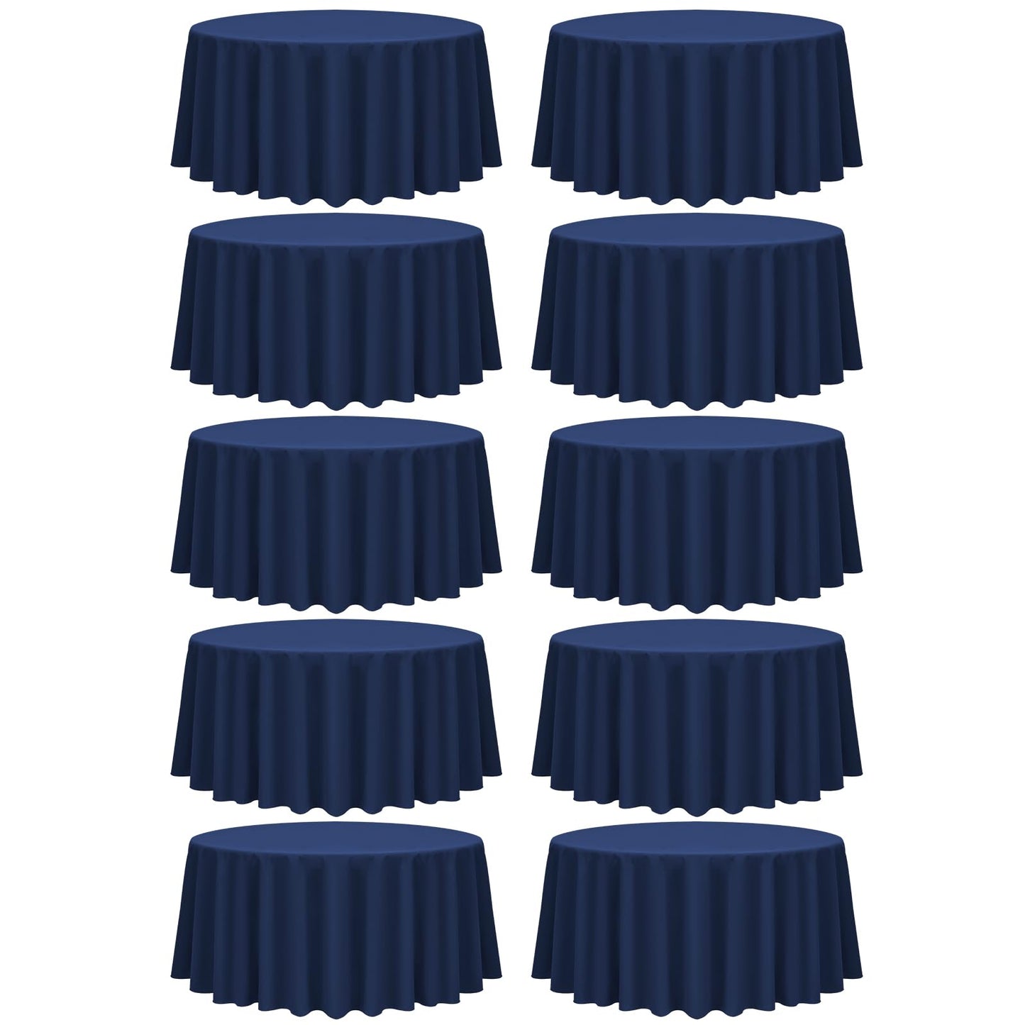 fani 10 Pack 90 Inch Round Tablecloth, Navy Blue Polyester Fabric Table Cloth for Round Table, Stain and Wrinkle Resistant Washable Table Cover for Wedding Party Dining Table Buffet and Camping