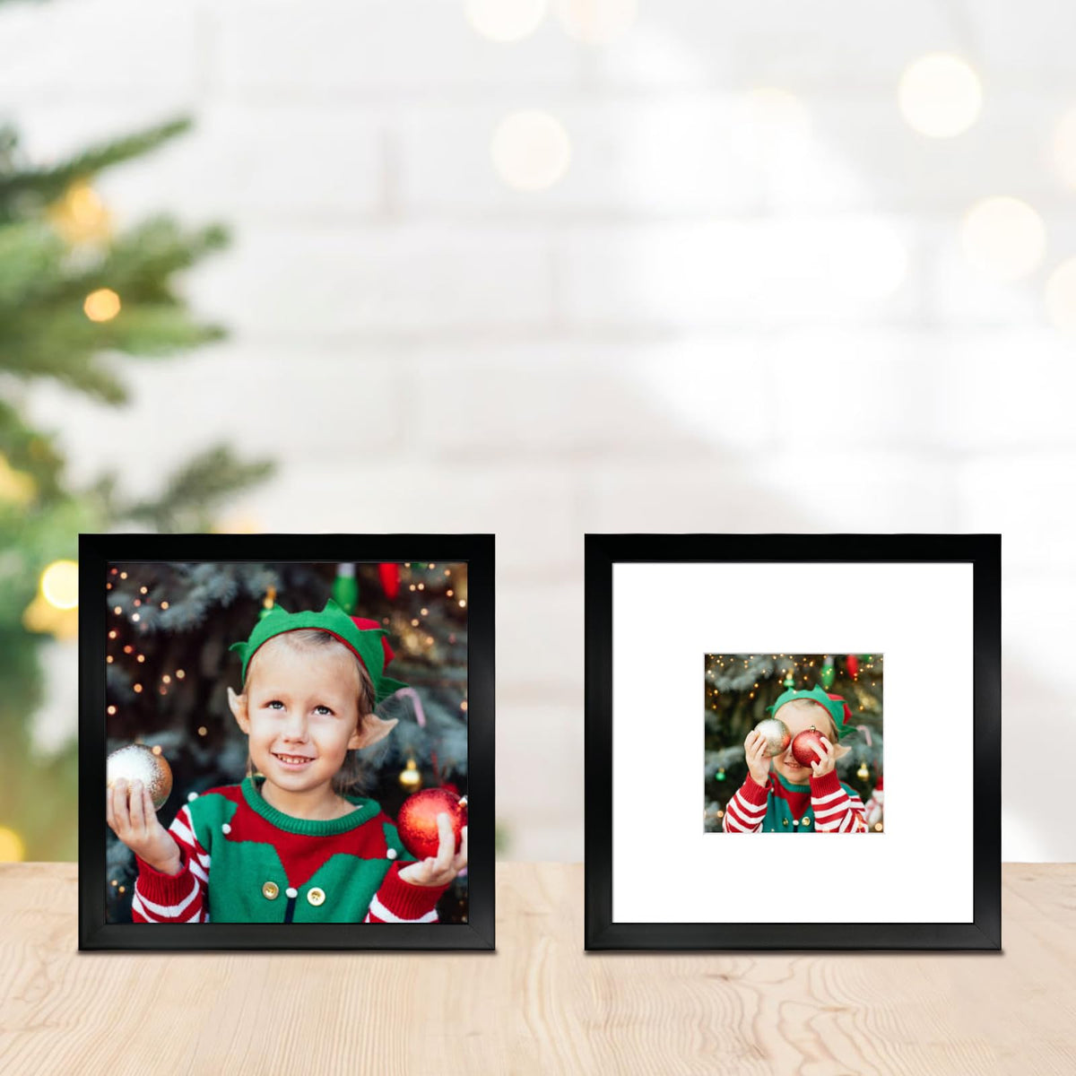 BSRHOME 12x12 Black Picture Frame Set of 9,Display Pictures 8x8 with Mat or 12 x 12 without Mat,Multi Collage Gallery Square Photo Frames for Wall or Tabletop