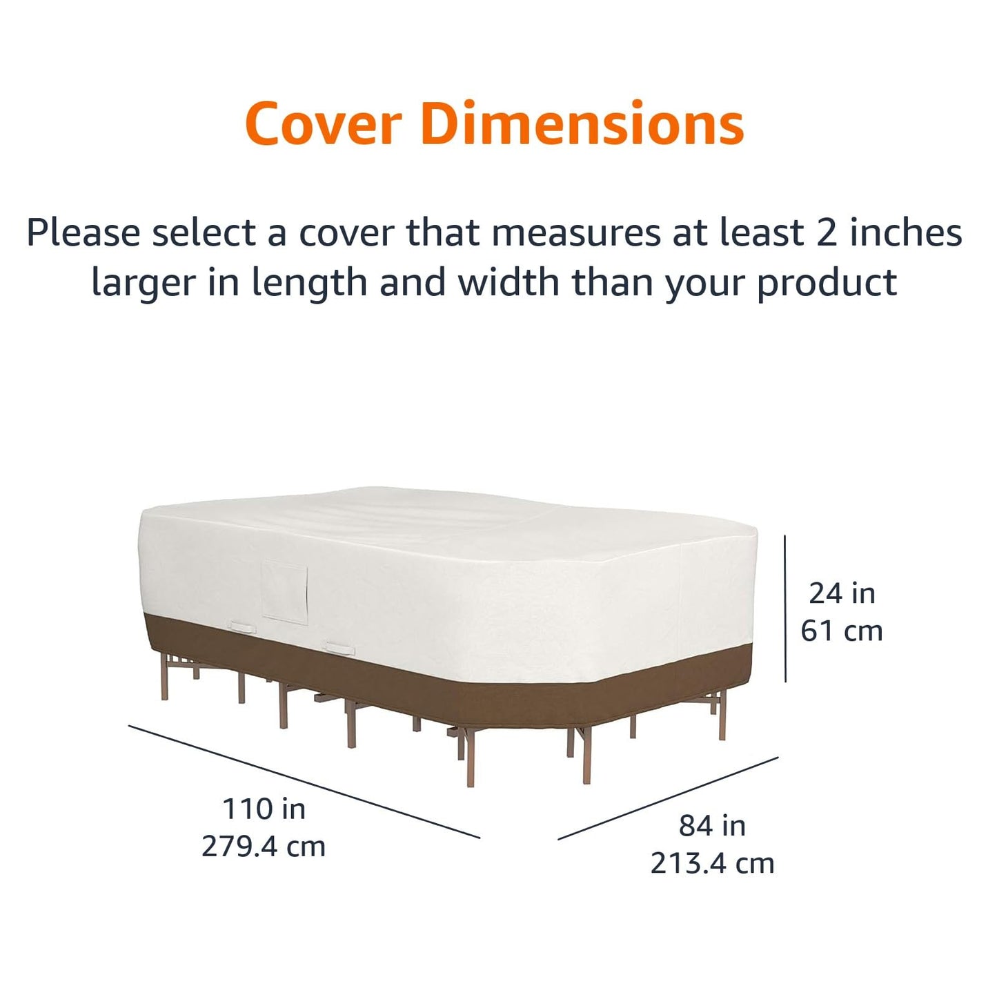 Amazon Basics Rectangular / Oval Table and Chair Set Outdoor Patio Furniture Cover, Large