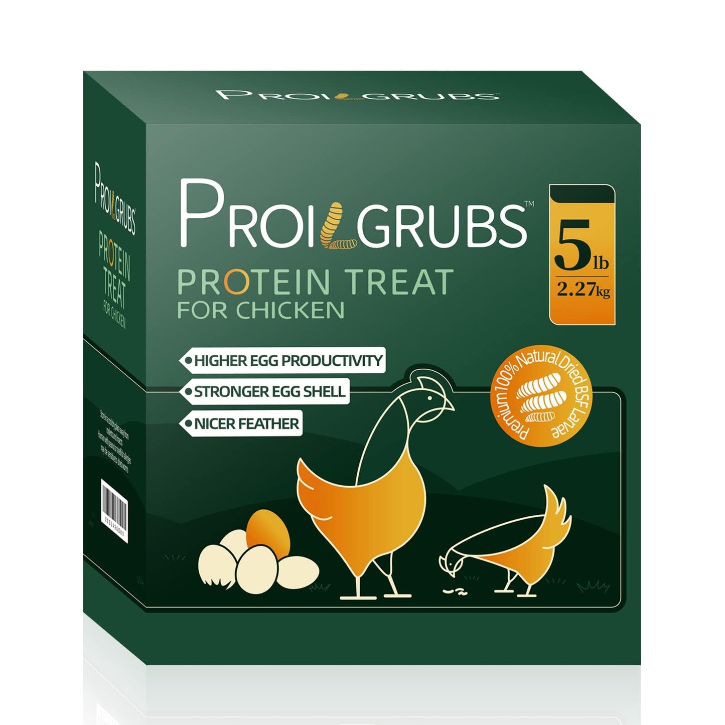 PROILGRUBS 5LBS- Non-GMO-Dried Worms for Chickens - 85X More Calcium Than Mealworms - All Natural Dried Black Soldier Fly Larvae Treats, Dried Meal Worms for Chickens, Hens, Birds,Molting Supplement