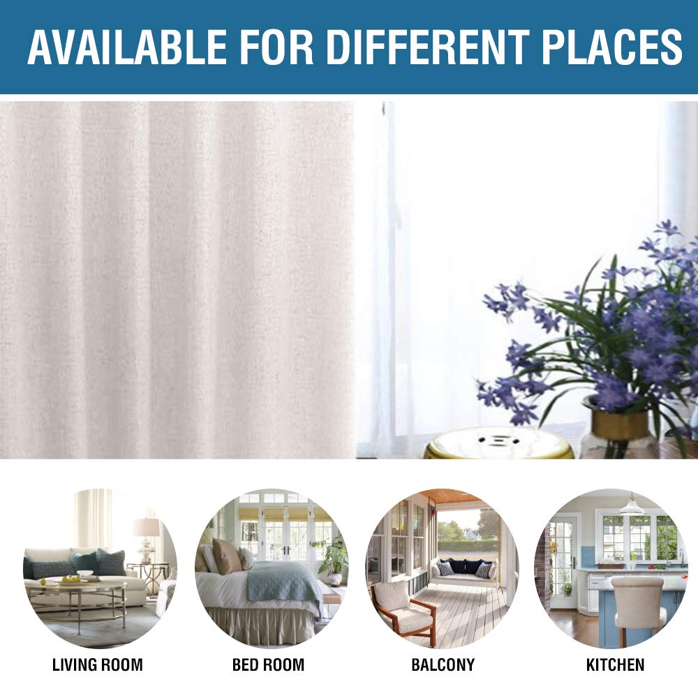 H.VERSAILTEX 100% Blackout Curtains Linen Textured Blackout Curtains for Bedroom Full Light Blocking Thermal Insulated Curtain Panels 84 Inches Long Energy Saving with White Liner, 2 Panels, Ivory