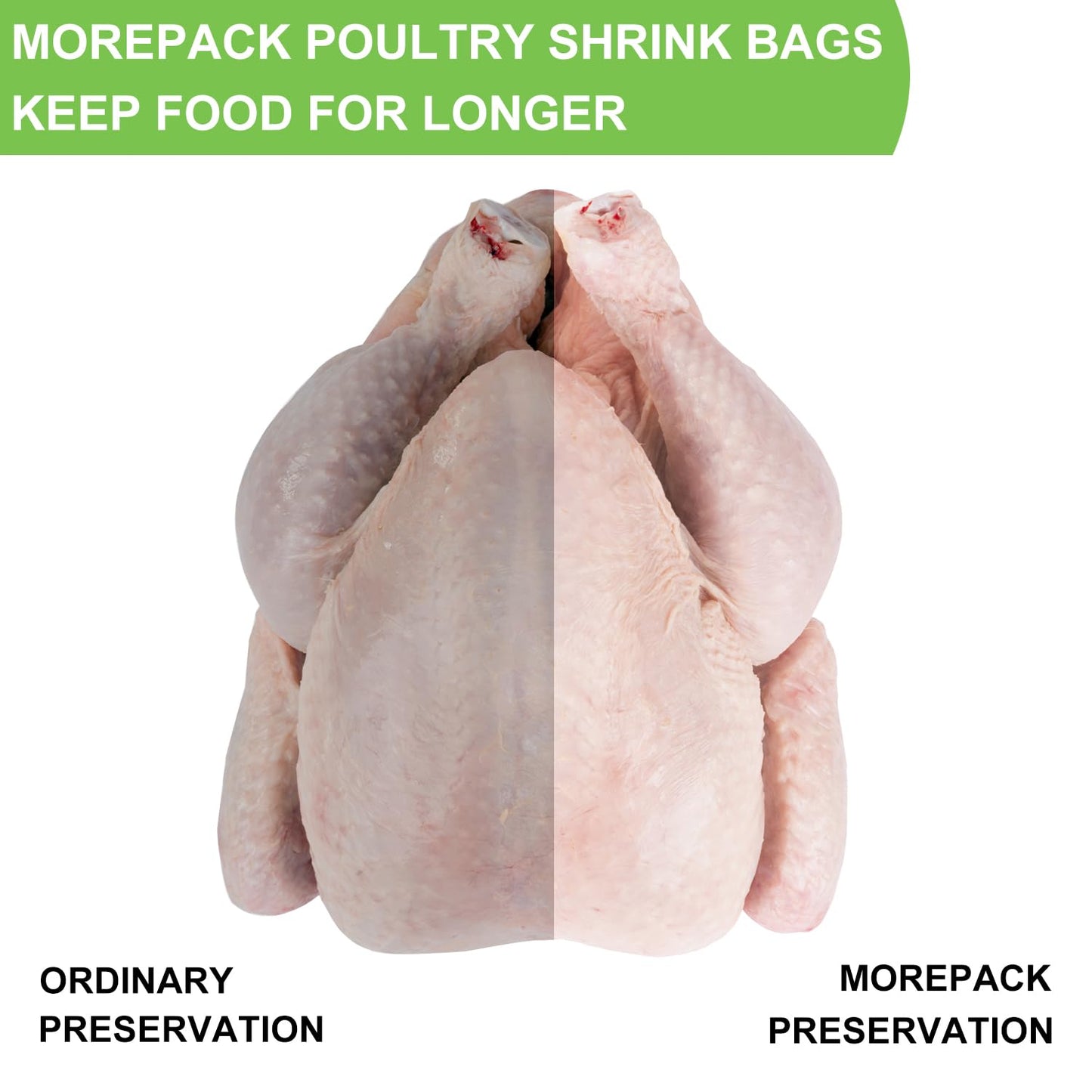 Turkey Shrink Bags,50 Pcs 14x23 Inches Clear Poultry Shrink Bags Freezer with 50 Zip Ties and a Silicone Straw for Chickens,Turkey,Rabbits