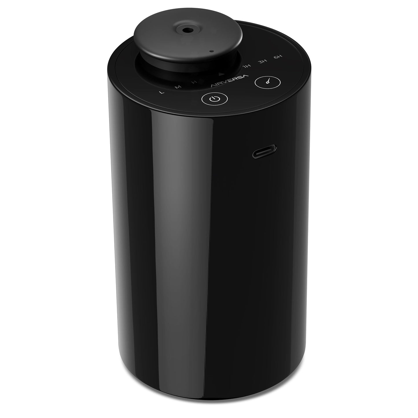 Airversa Waterless Diffuser for Essential Oil, Car Diffsuer, Battery Operated Nebulizer, 0.7 Fl Oz/ 20mL, Cordless Mini Scent Air Machine, 3 Timers & Mist Levels for Home, Room, Car, Office, AN6 Black