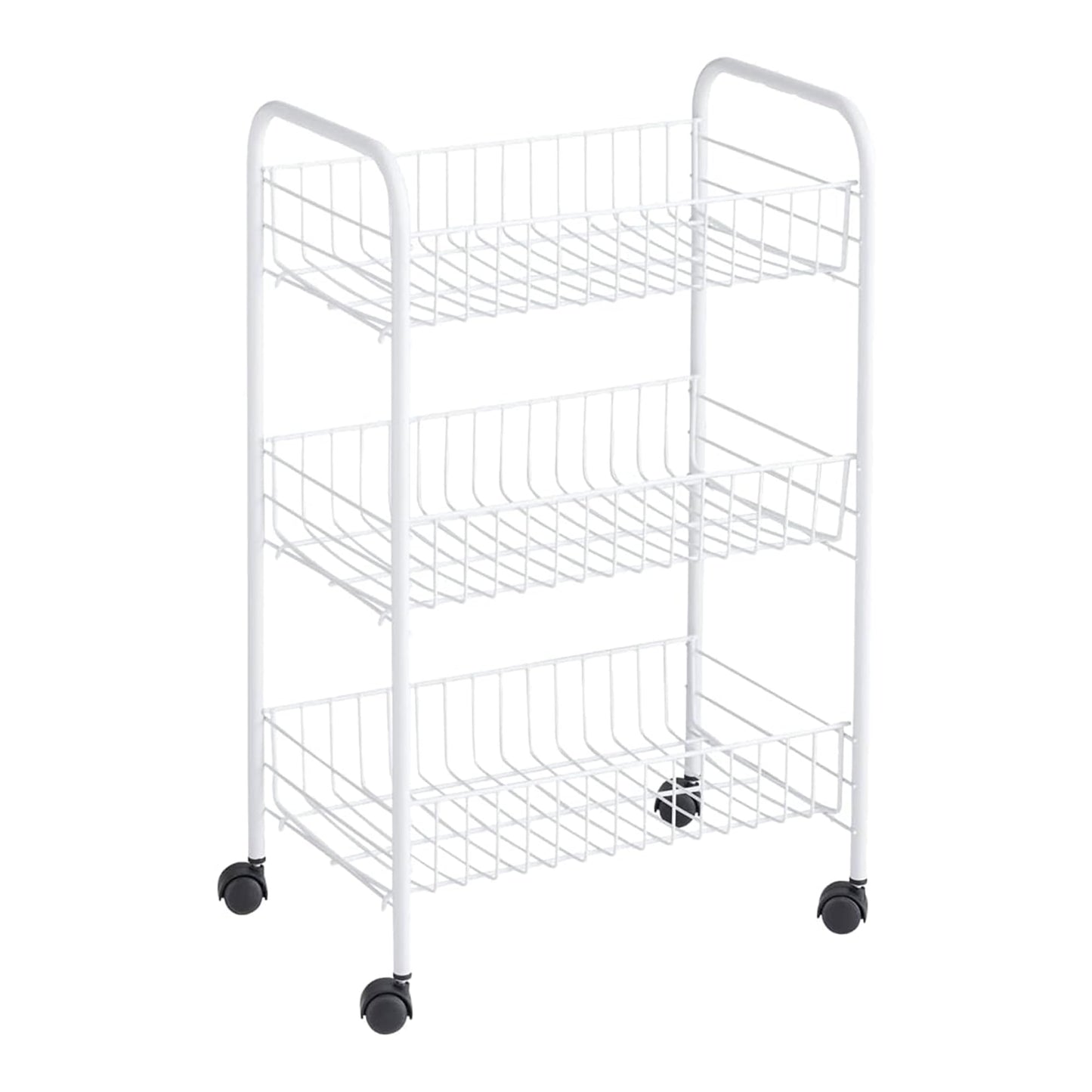 Rubbermaid 3-Tier Shelving Wheeled Organizer, Wire Adjustable Metal Storage Cart, for Office/Kitchen/Bedroom/Laundry Home Use, White