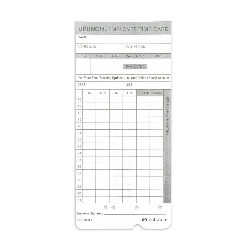 uPunch 2 Pack Ribbon/200 Card Combo for Gray HN4000 AutoAlign Calculating Time Clocks (HNRL2TCL2200)