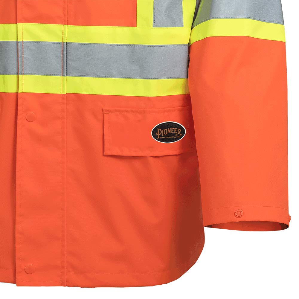 Pioneer V1081350 Hi-Viz Safety Rain Jacket, Tear and Abrasion Resistant