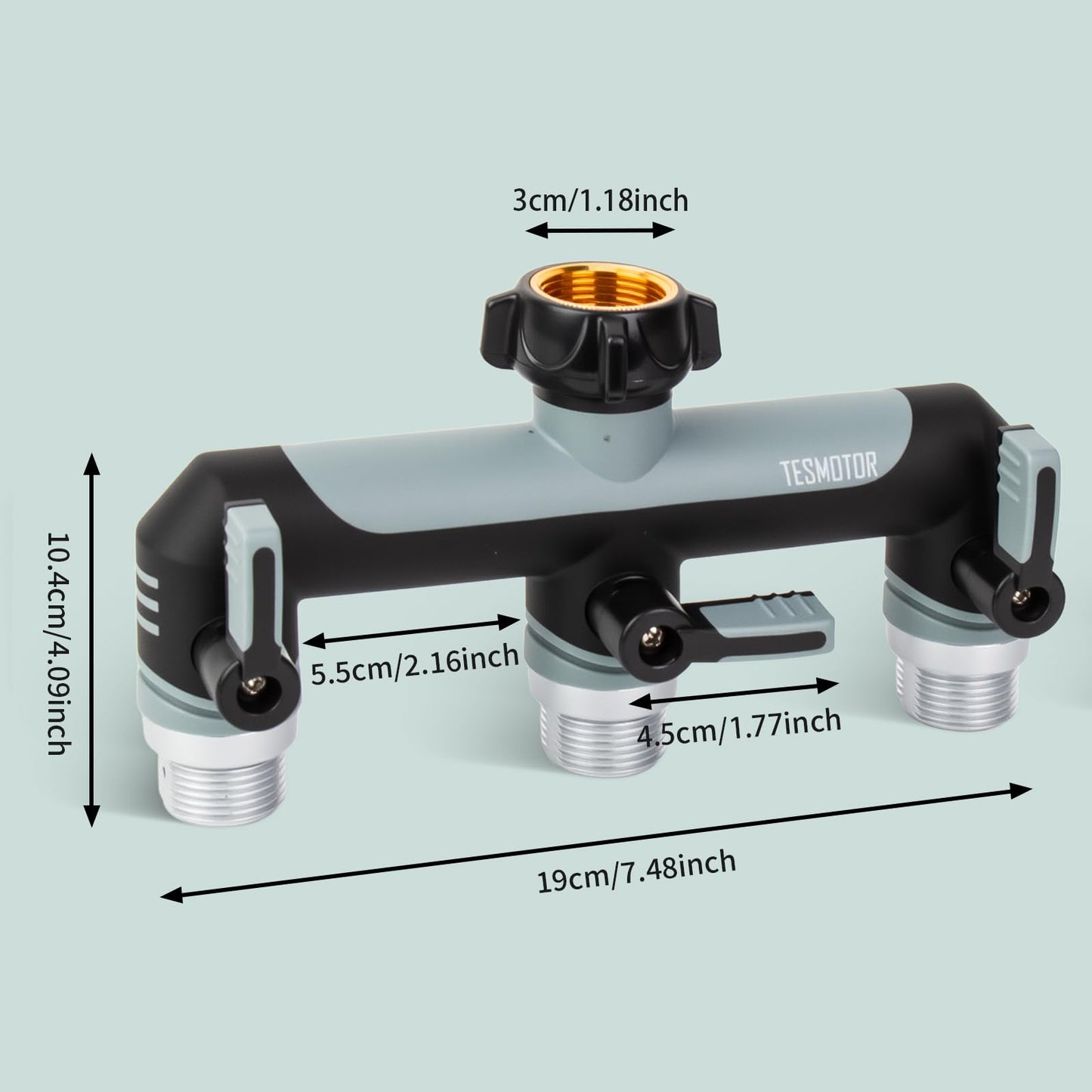 Tesmotor 3-Way Tap Splitter, 3/4 Inch 3 Way Hose Tap Splitter with 3 Individual Valves for Garden Kitchen Faucet