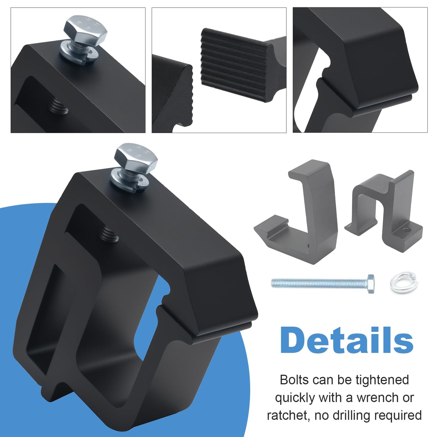 Vkinman 6 Pcs Mounting Clamps Truck Cap Topper Clamps Camper Shell Clamp for Chevy Silverado Sierra 1500 2500 3500, Dodge Dakota Ram 1500 2500 3500, F150 F250 Black
