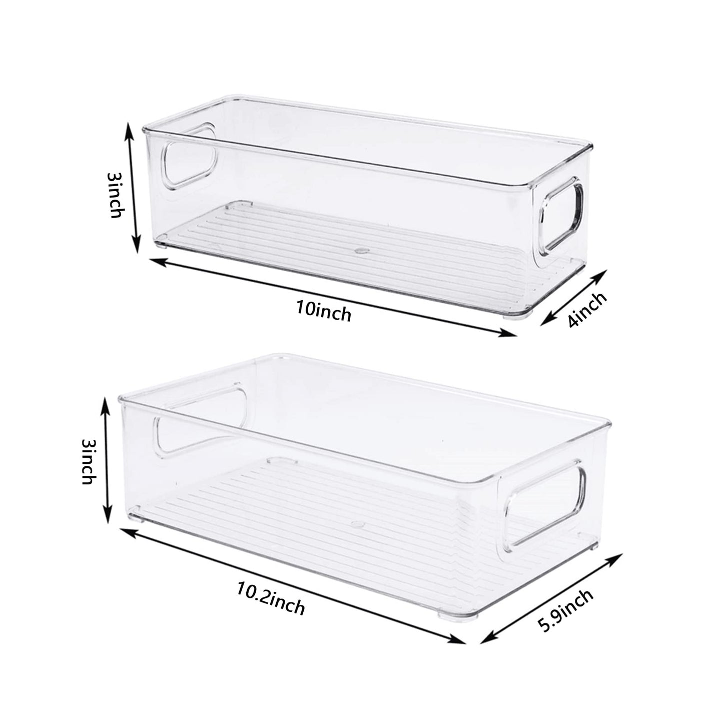 8 Pcs Plastic Storage Bins for Freezer, Pantry, Countertop, Cabinet Organization, Stackable Food Storage Organizer with Handles, BPA Free, 10 x 6 x 3 Inch, 10 x 4 x 3 Inch