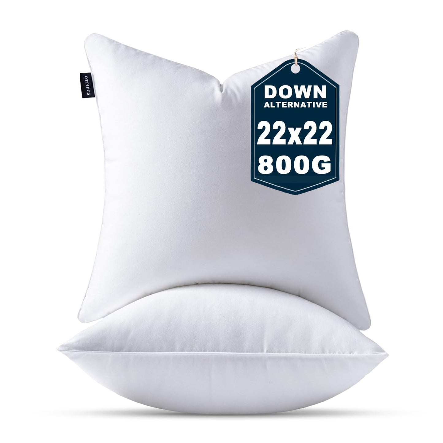 OTPIPCS 22 x 22 Pillow Inserts Set of 2 Down Alternative Throw Pillow Inserts Large Fluffy Decorative Pillow White Square Pillows Stuffing for Living Room Couch Bed Sofa Interior Cushions